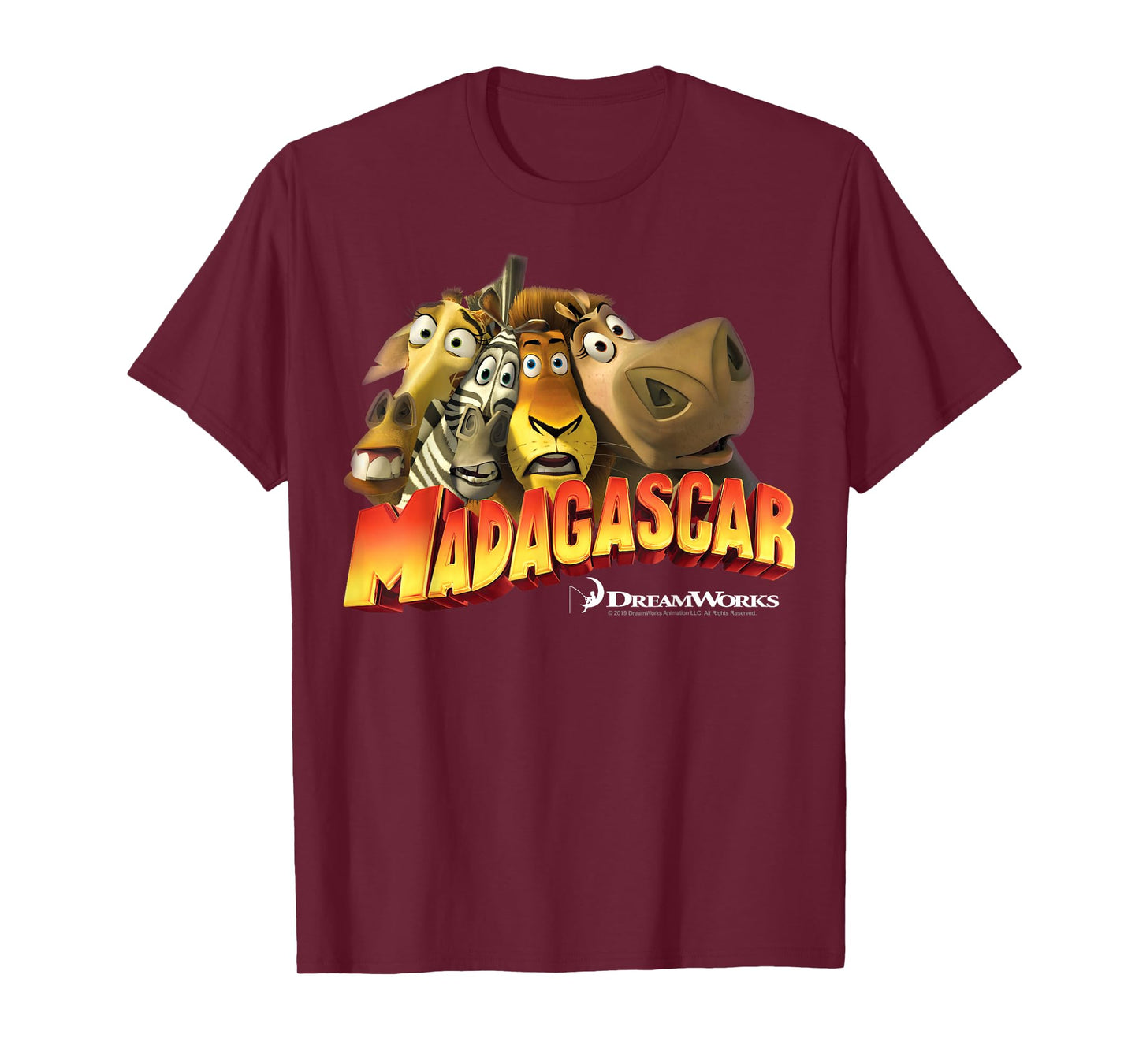 Madagascar Squished Group Shot Classic Movie Logo T-Shirt