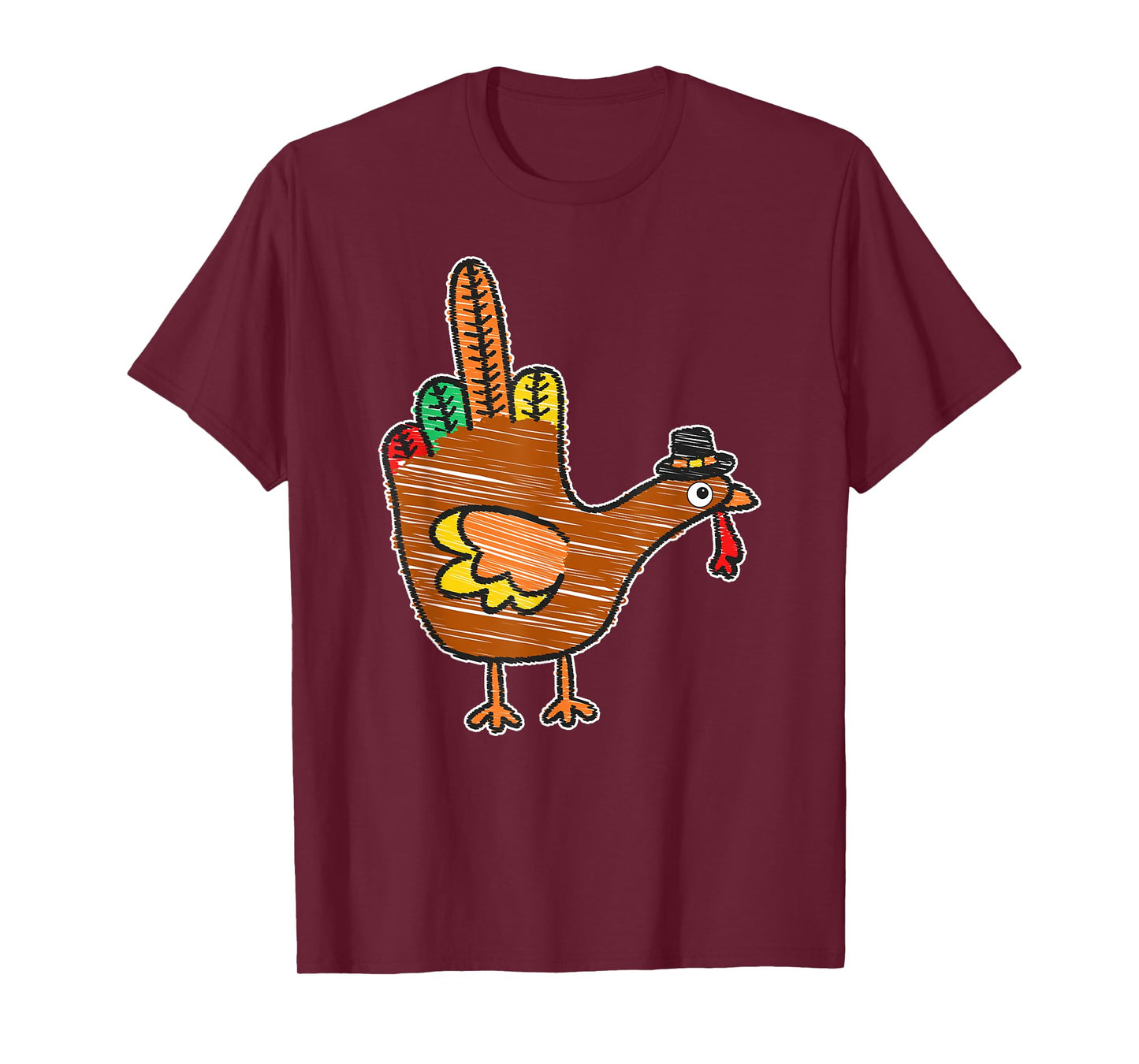 Flipping the Bird Thanksgiving Turkey Funny Drawing T-Shirt