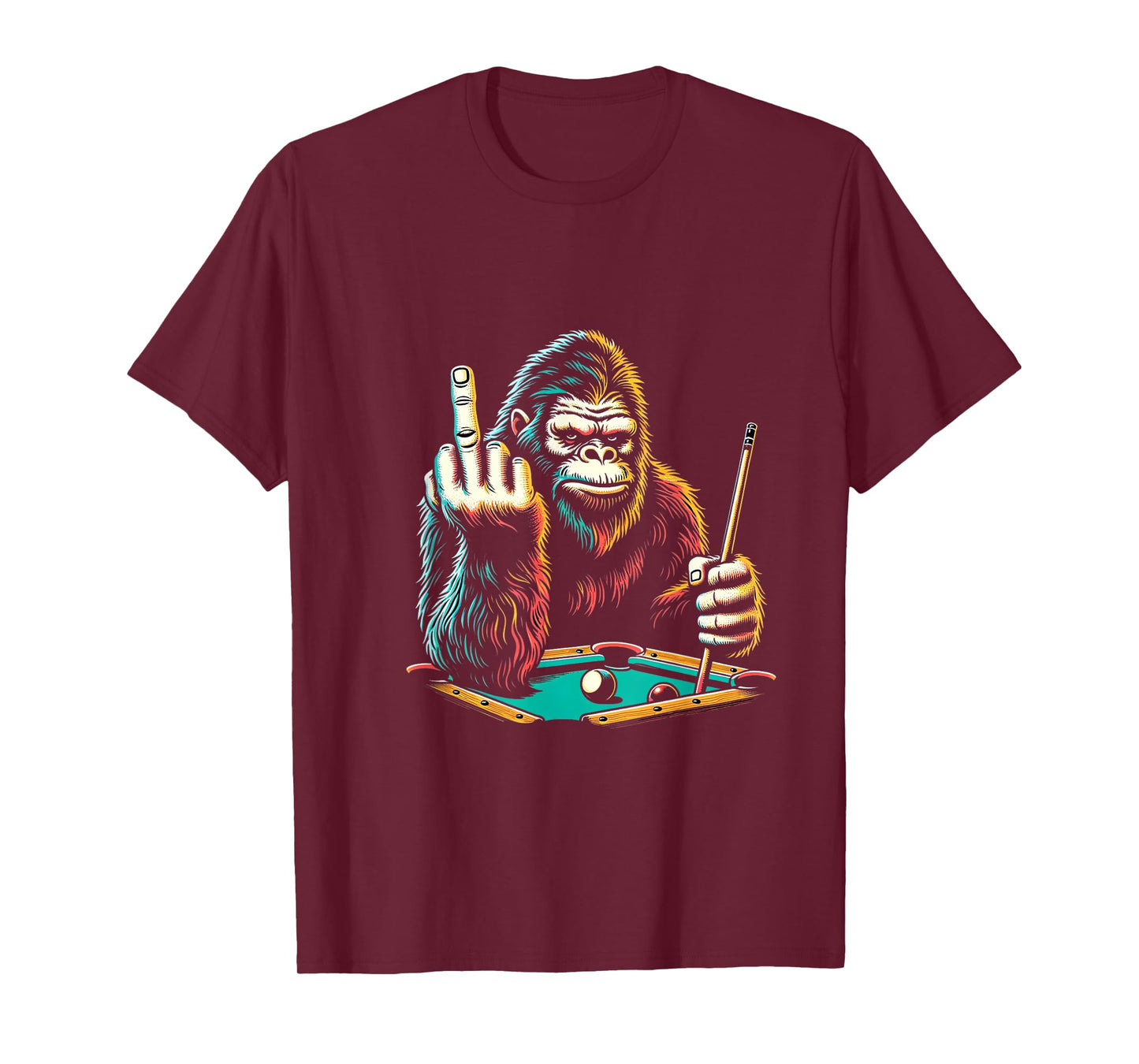 Funny Billiards Pool Player Retro Bigfoot Sasquatch T-Shirt