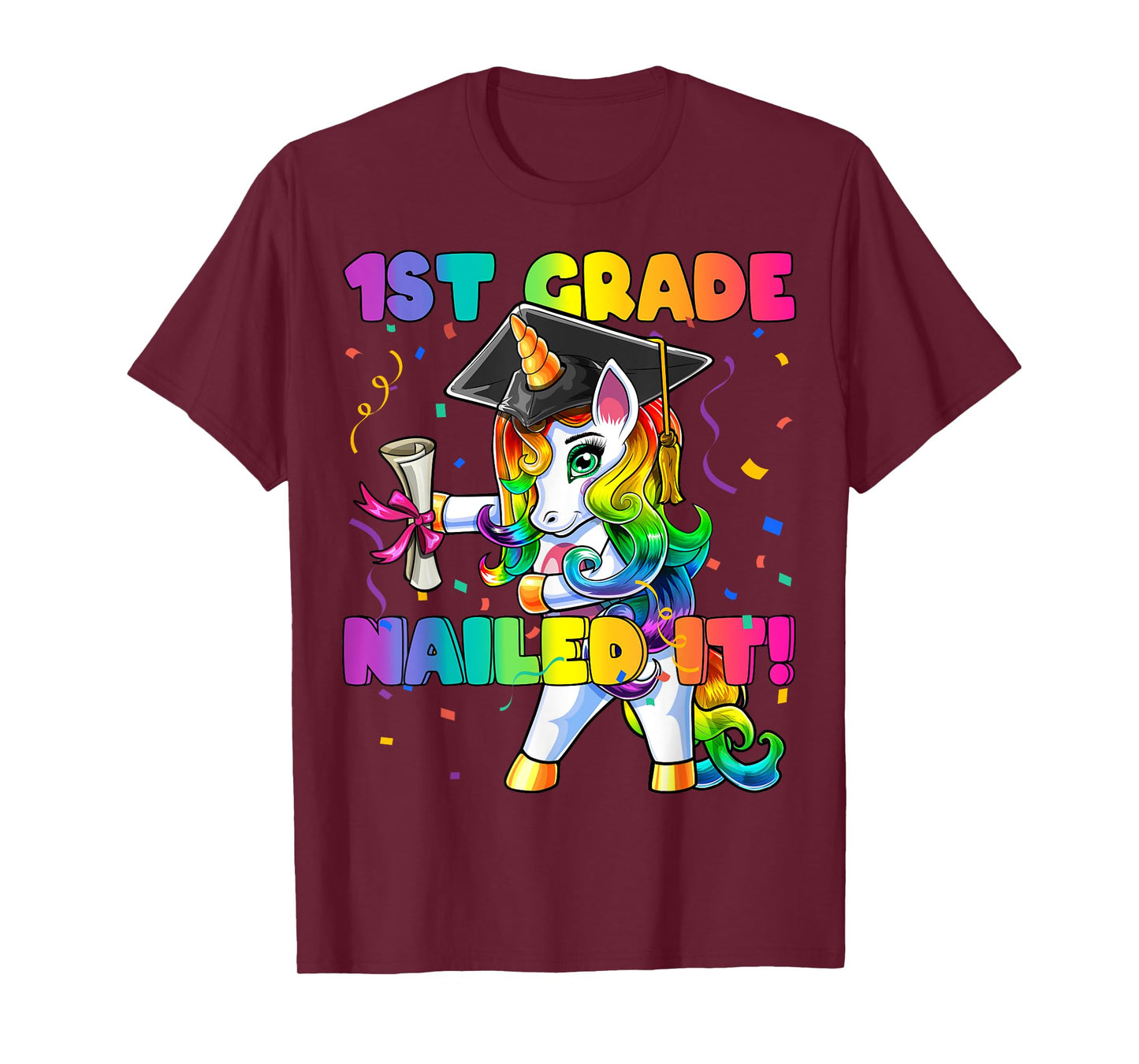 Flossing Unicorn 1st Grade Graduation Cap Diploma Gift Girls T-Shirt