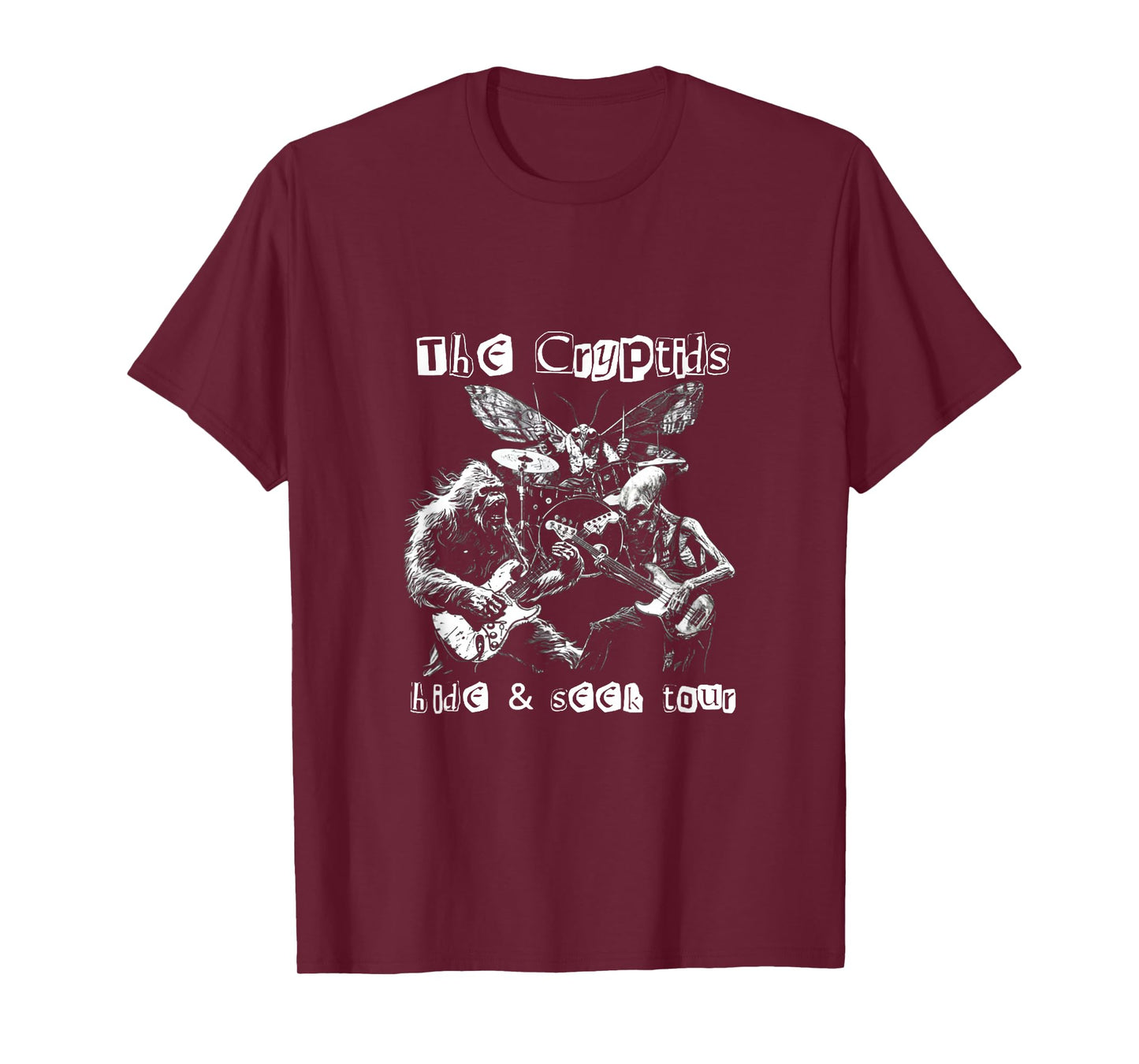 The Cryptids Hide & Seek Tour CryptidBigfoot Mothman UFO T-Shirt