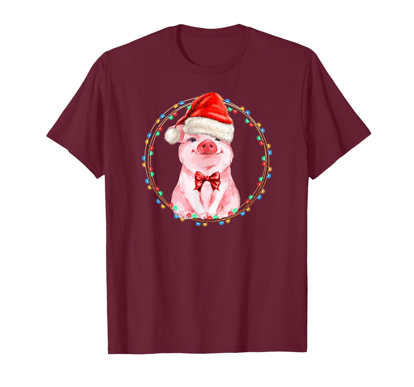 Sweet Pig with Santa Hat Pig Lover Christmas T-Shirt