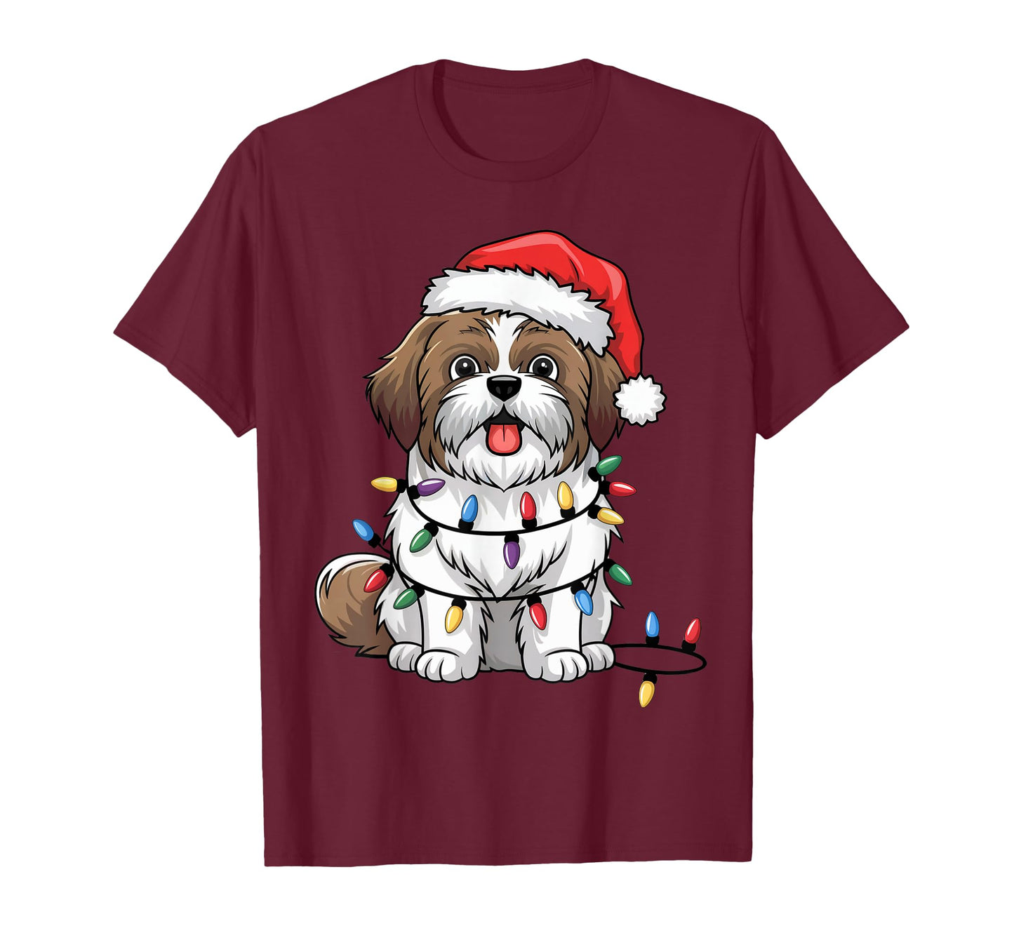 Shih Tzu Christmas Lights Xmas Dogs Gifts for Men Women T-Shirt