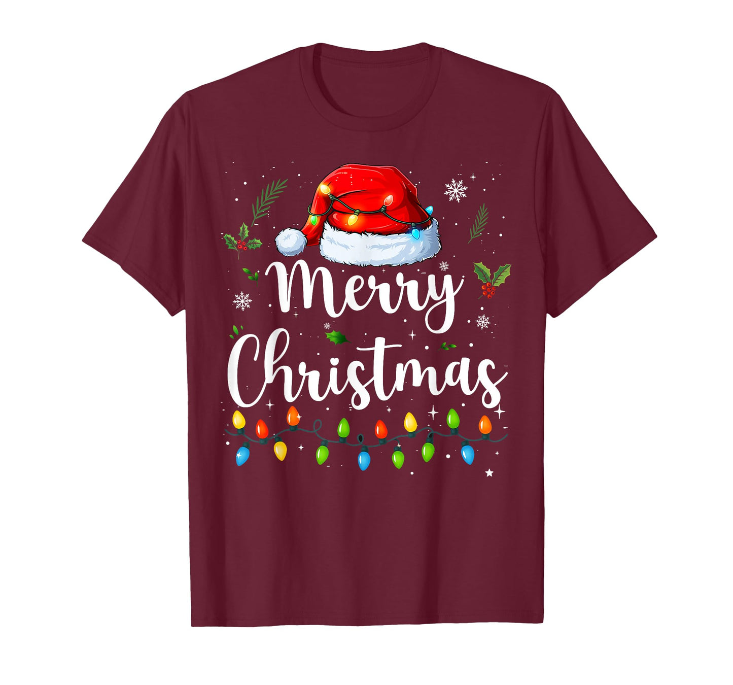 Merry Christmas Red Santa Hat Reindeer Xmas Matching Family T-Shirt