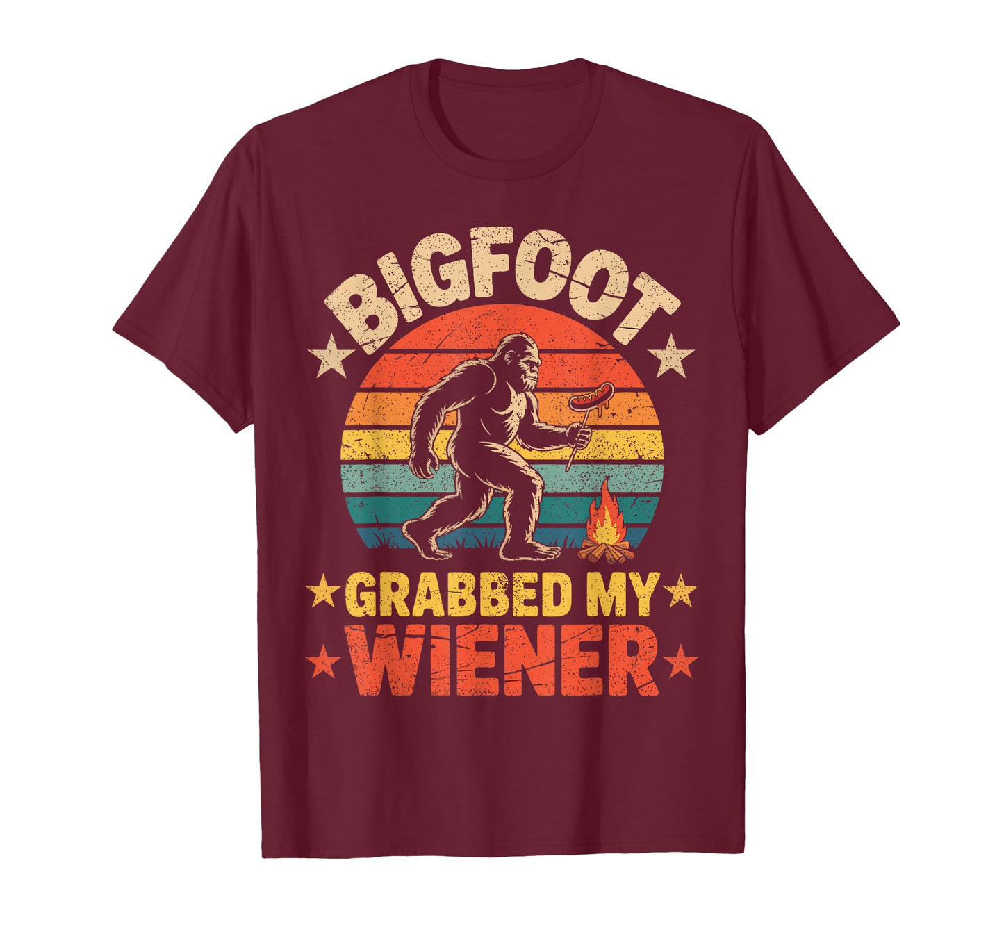 Bigfoot Grabbed My Wiener, Funny retro bigfoot T-Shirt