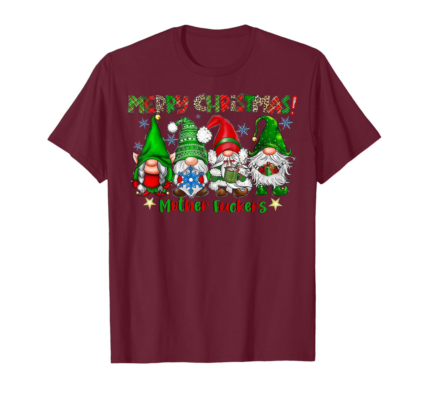 Merry Christmas Mother Fuckers Funny Gnomes Xmas Holiday T-Shirt