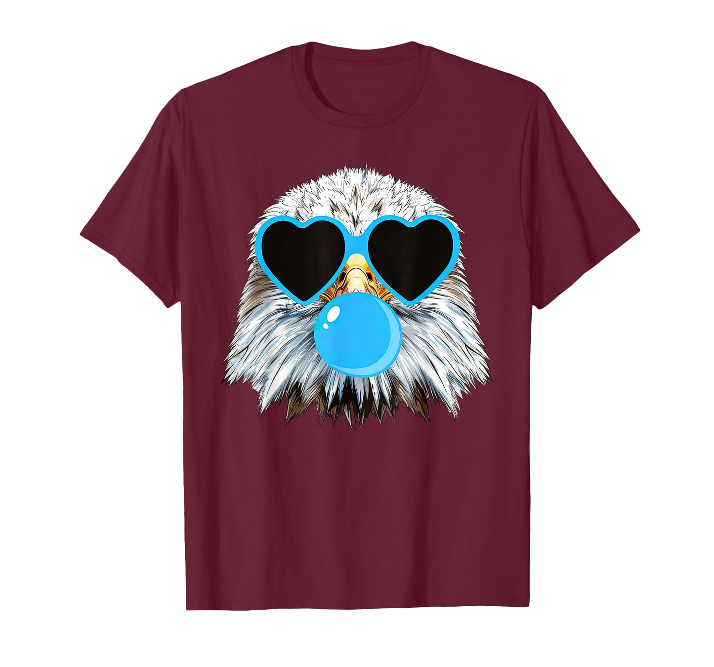 Cute Eagle Blowing Bubblegum Wearing Heart Glasses Costume T-Shirt
