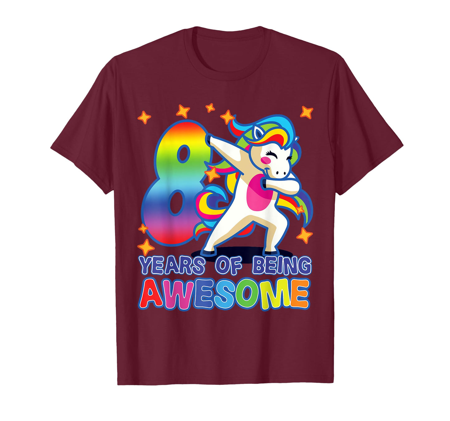 8th Birthday For Girls Unicorn 8 Years Of Being Awesome T-Shirt