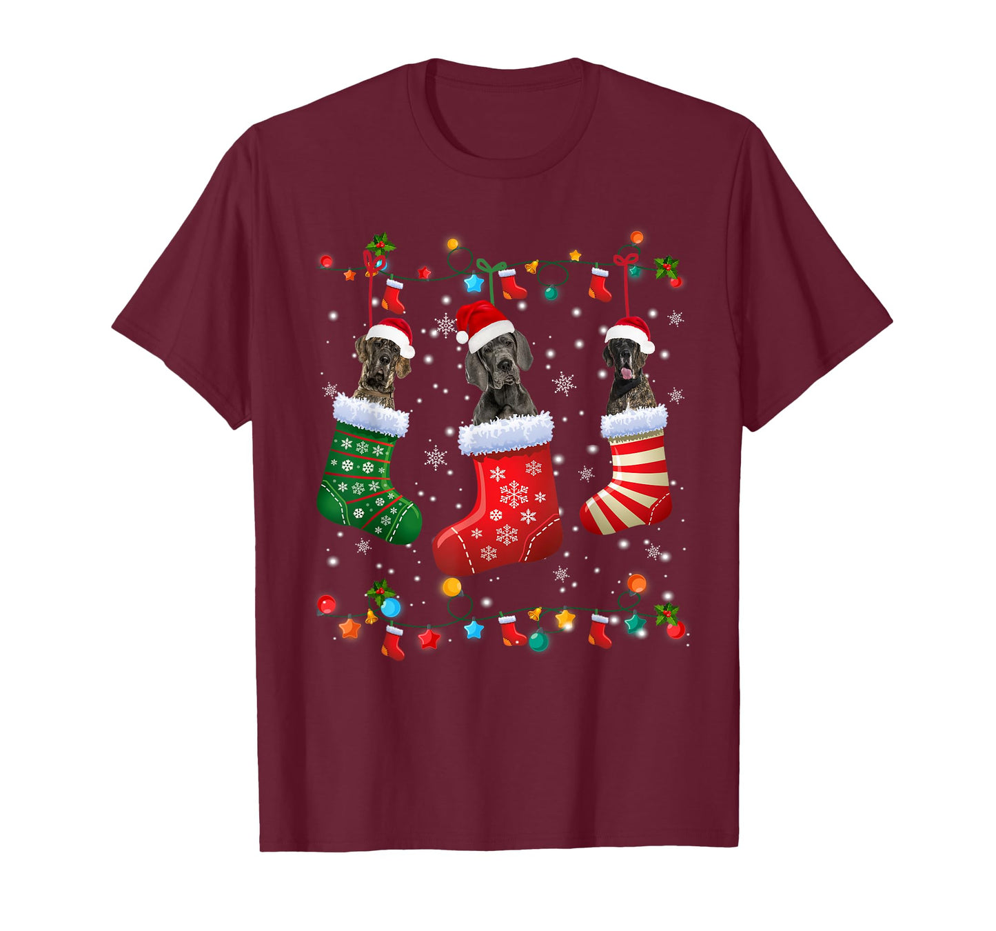 Great Dane Christmas Socks Funny Xmas Pajama Dog Lover T-Shirt