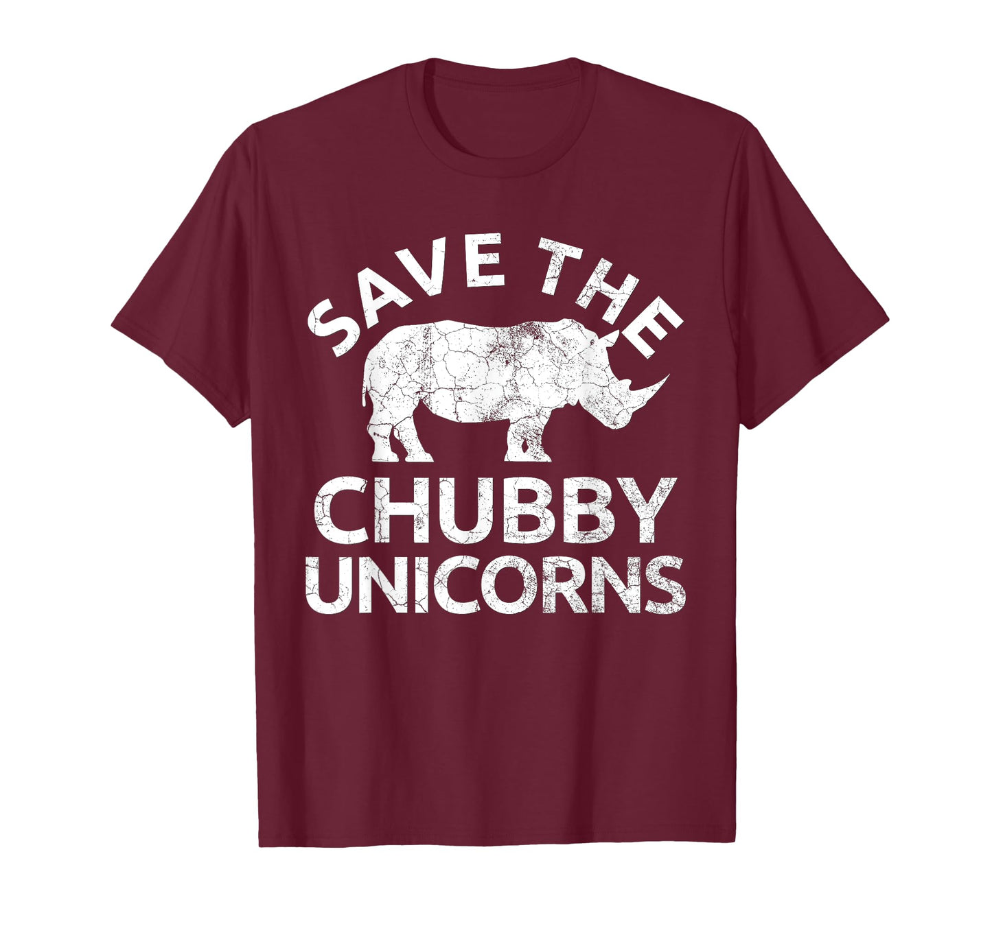 SAVE THE CHUBBY UNICORNS Shirt Rhino Distressed Top T-Shirt - Women's, Black, Small