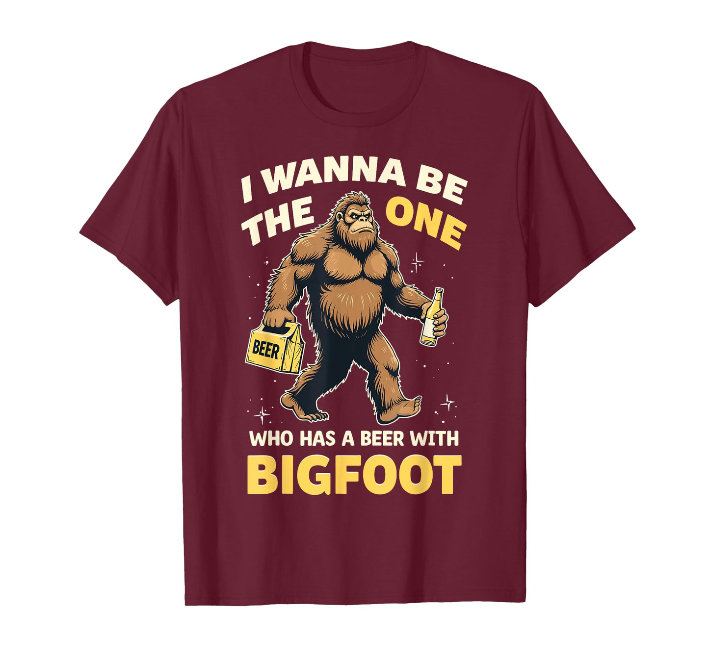 Funny Beer With Bigfoot Sasquatch Beer Lover Drinking Party T-Shirt