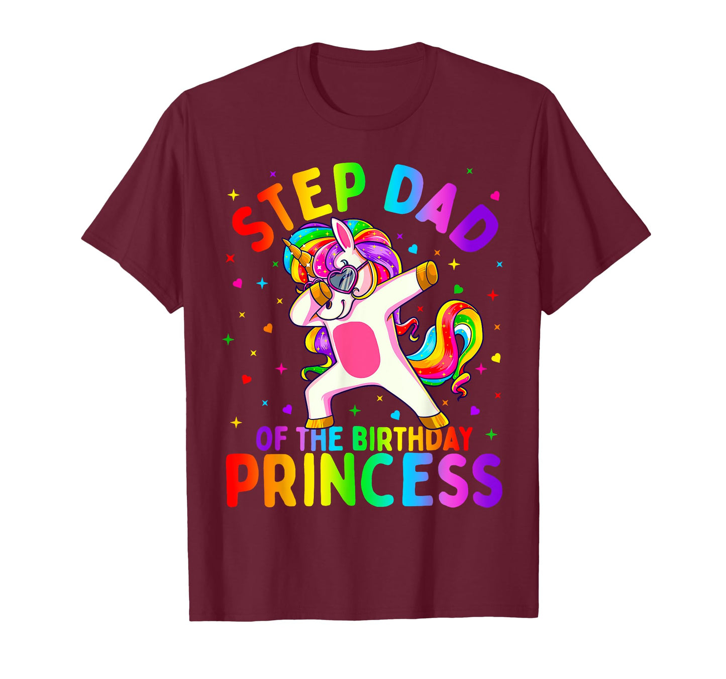 Step Dad of the Birthday Princess Girl Dabbing Unicorn T-Shirt