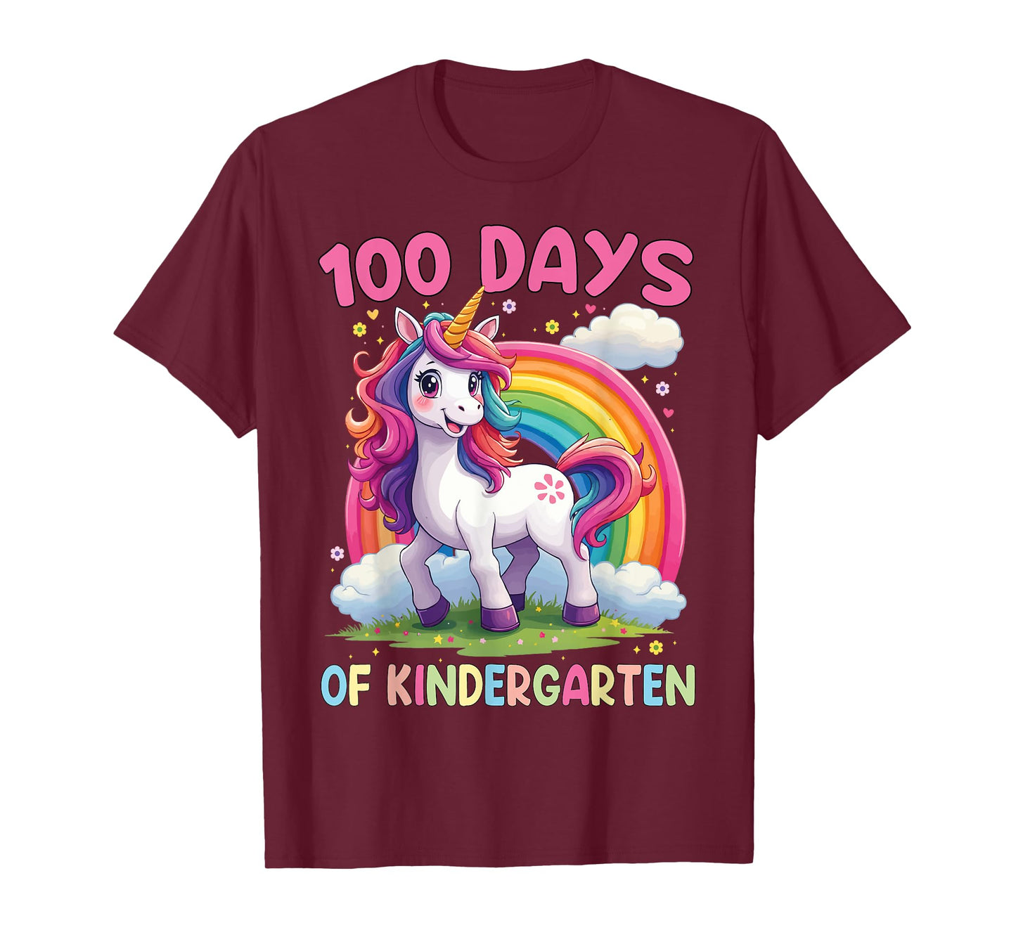 I Survived 100 Days Of Kindergarten 100th Day Unicorn Girls T-Shirt