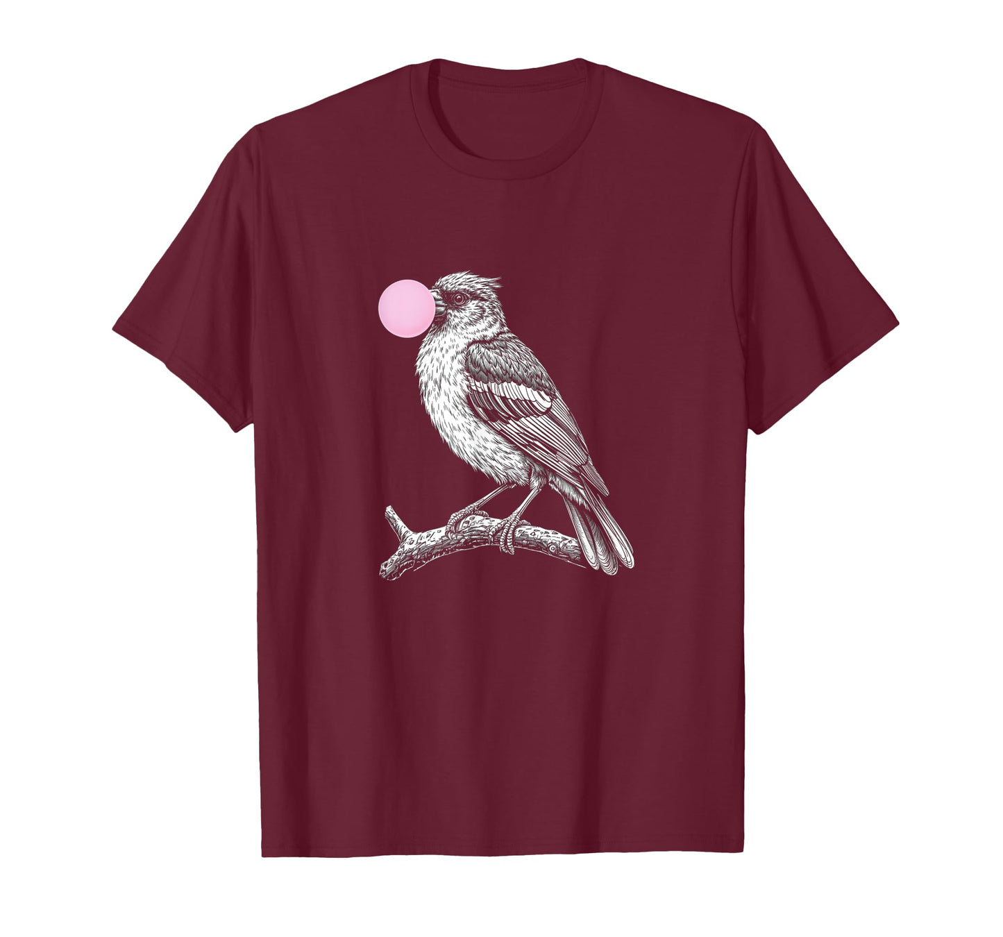 Bird Bubble Gum, Birdwatcher Detailed Illustration Black T-Shirt