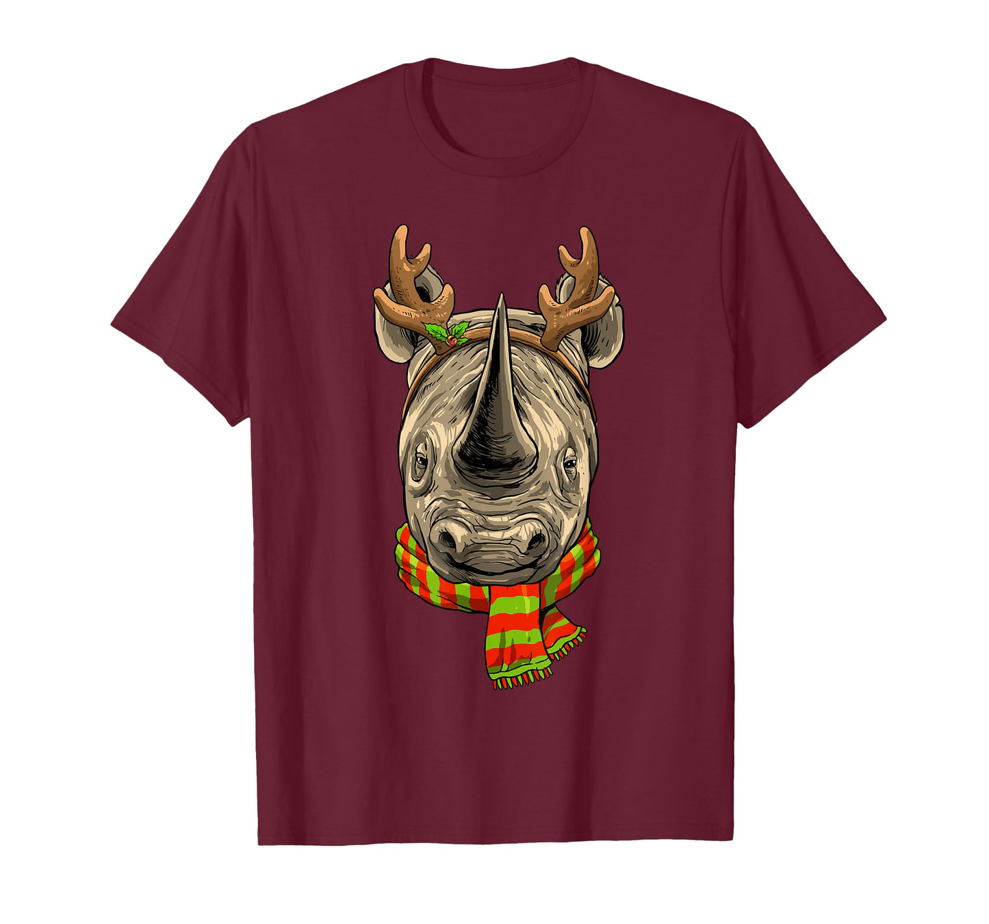 Christmas Rhinoceros Santa Clause Reindeer Xmas Safari Rhino T-Shirt