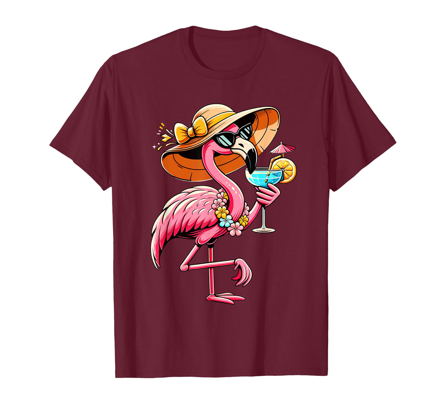 Funny Flamingo Hawaiian Summer Tropical Luau Women Girls Kid T-Shirt