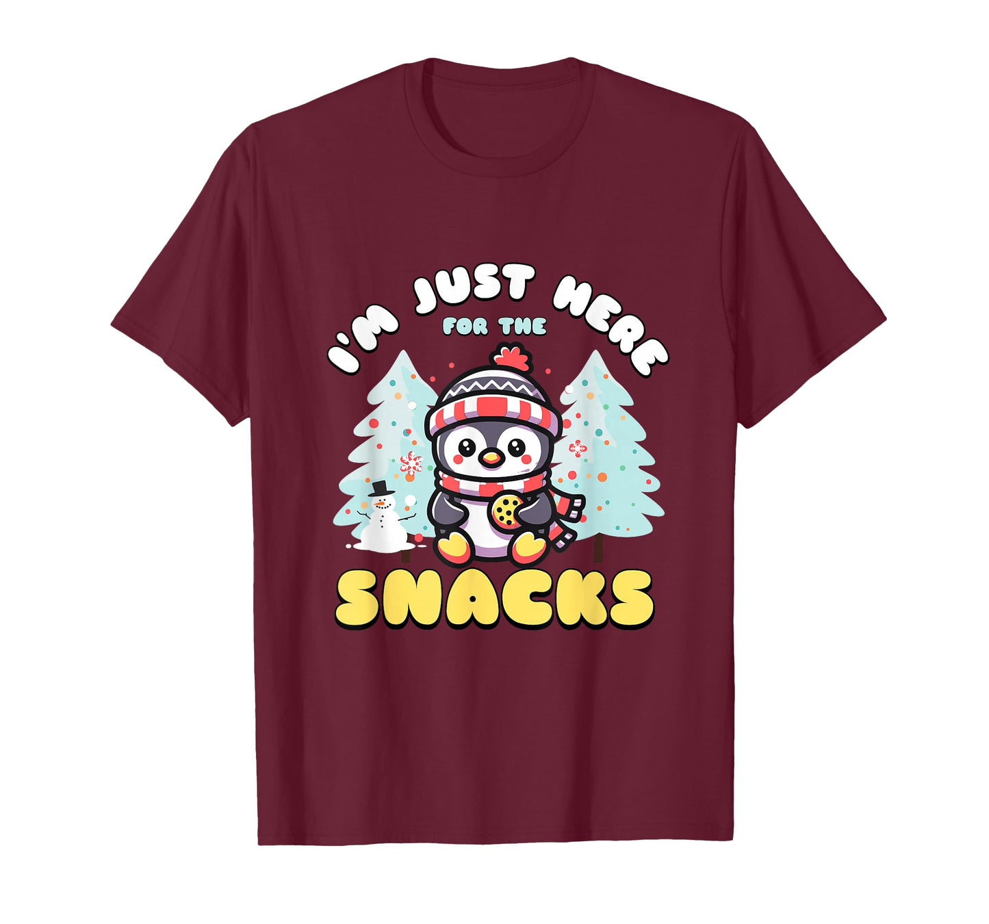 I'm Just Here For The Snacks Christmas Penguin Cookie Lover T-Shirt