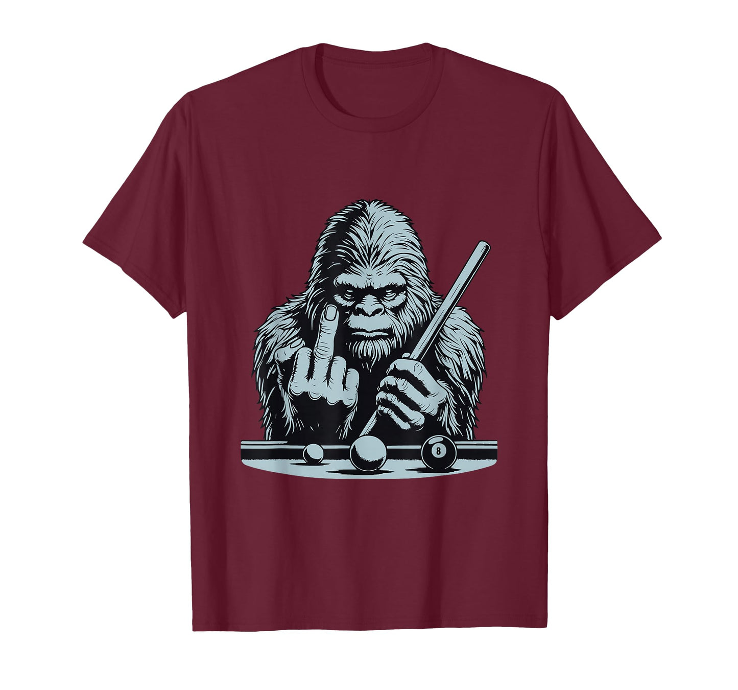 Funny Retro Bigfoot Sasquatch Billiards Bassquatch Pool T-Shirt