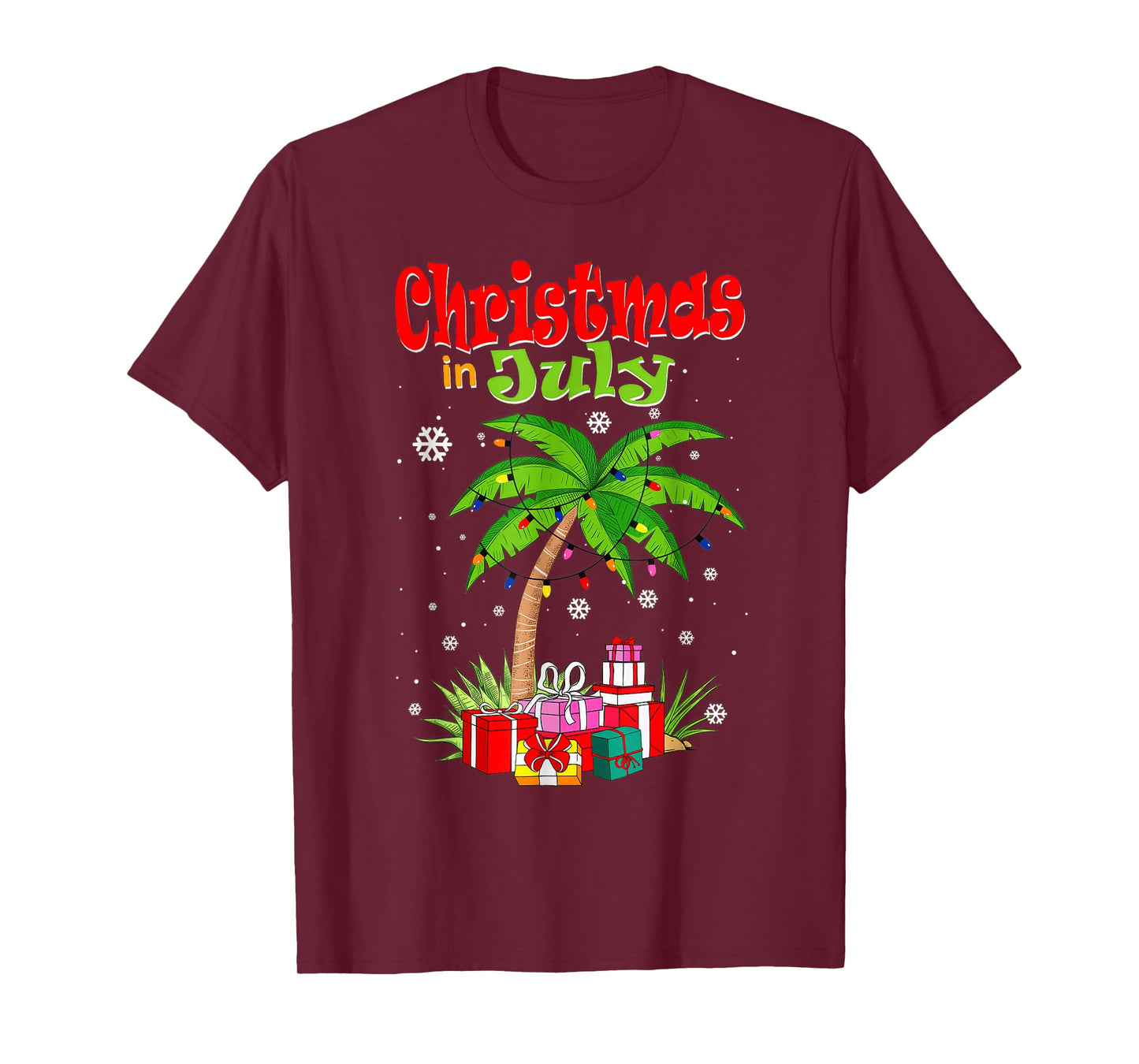 Christmas in July Palm Tree Xmas Tree Beach Summer Vacation T-Shirt
