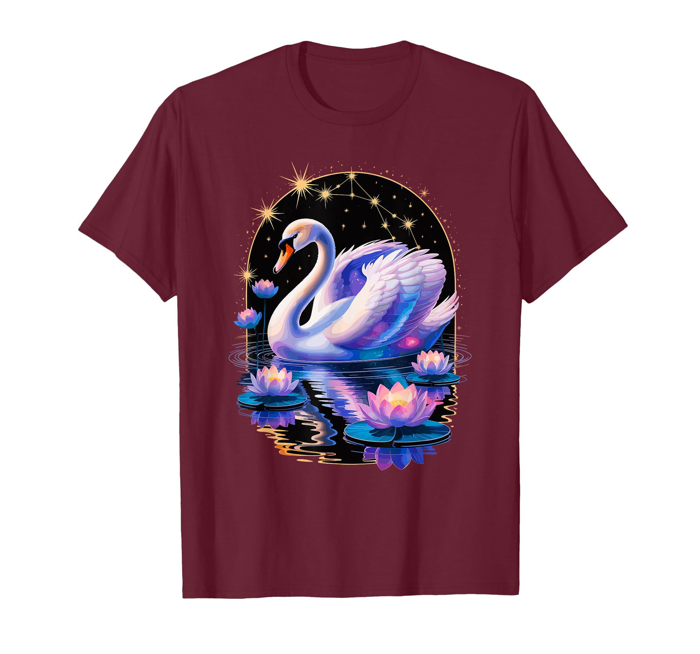 Space Flowers Swan Swans T-Shirt