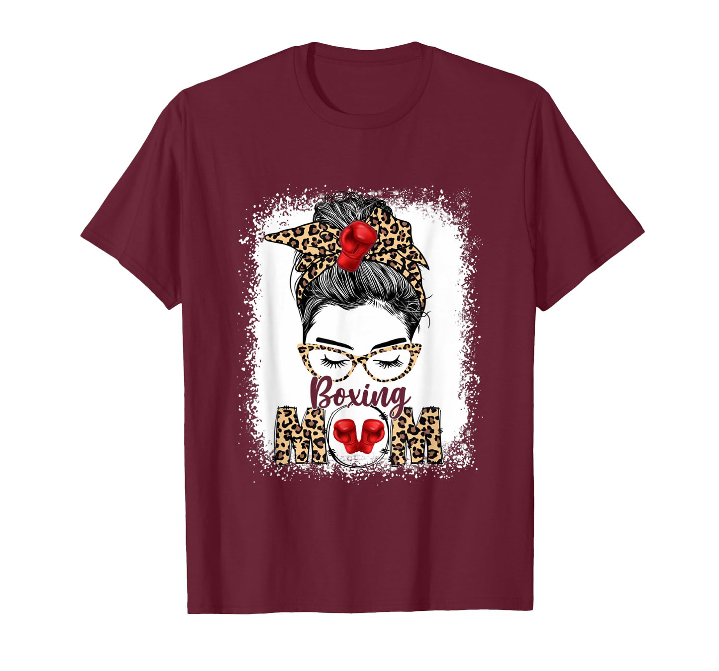 Funny Boxing Gloves Messy Bun Boxing Mom T-Shirt