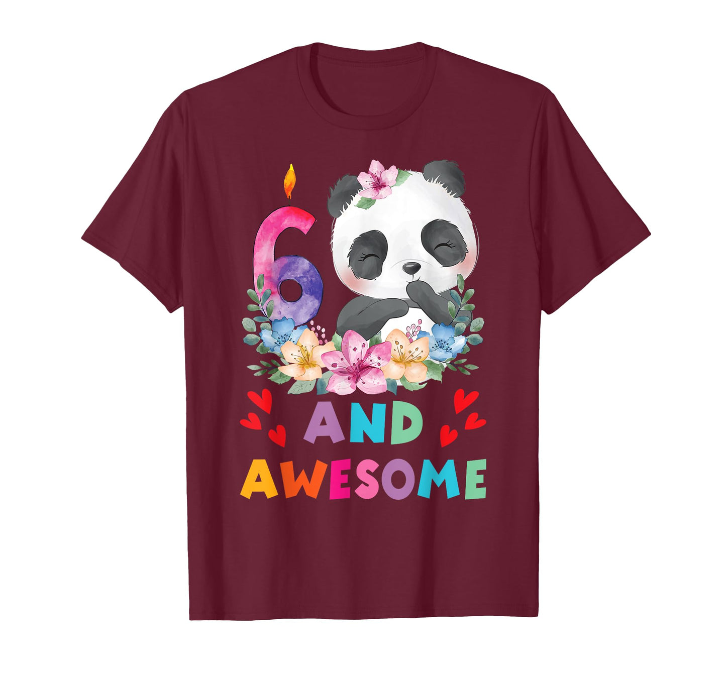6 Years Old 6th Birthday Panda Unicorn Girl Party Gift T-Shirt