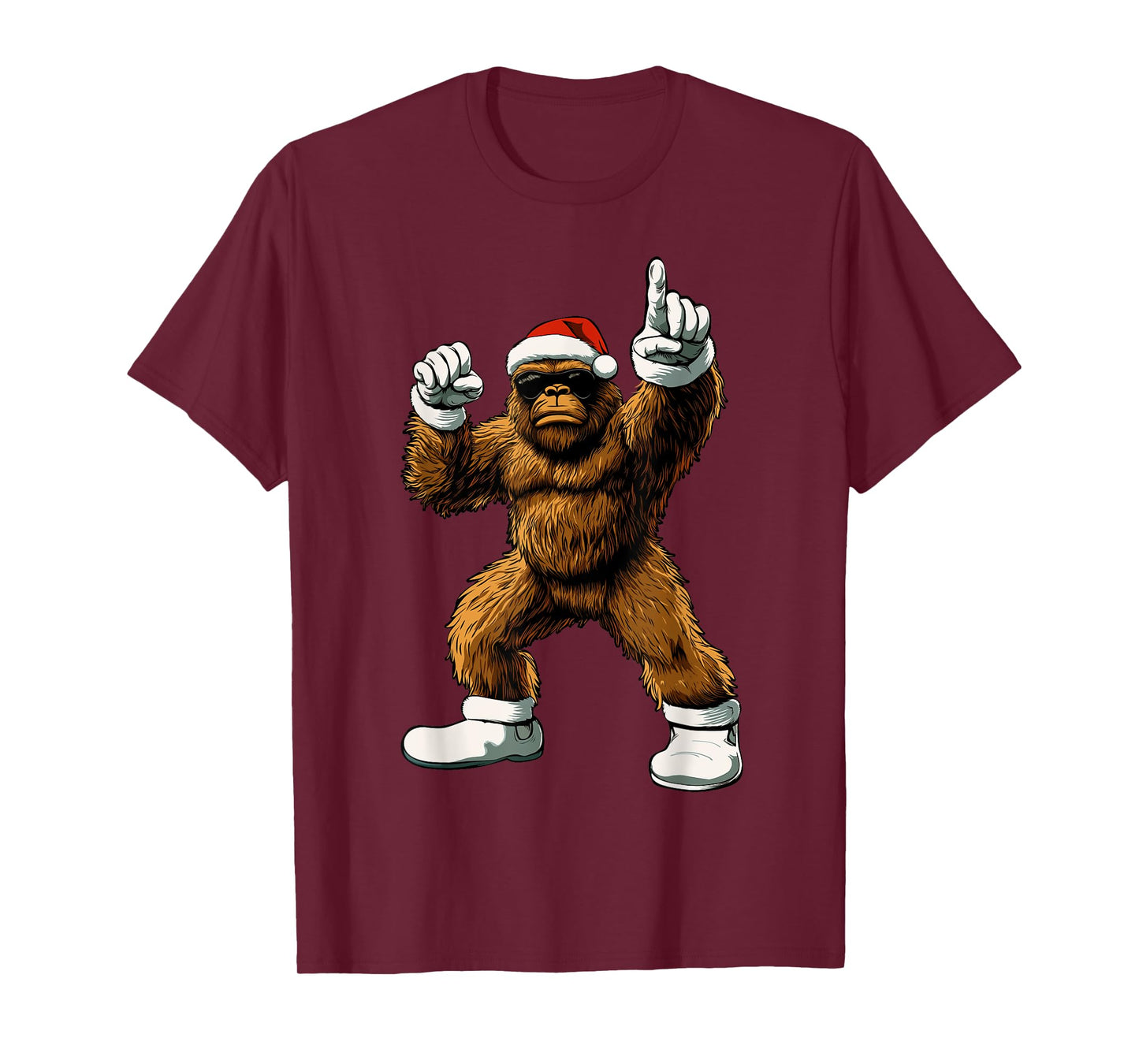 Christmas Funny Graphic Tee Bigfoot Santa Kids Boys Men Xmas T-Shirt