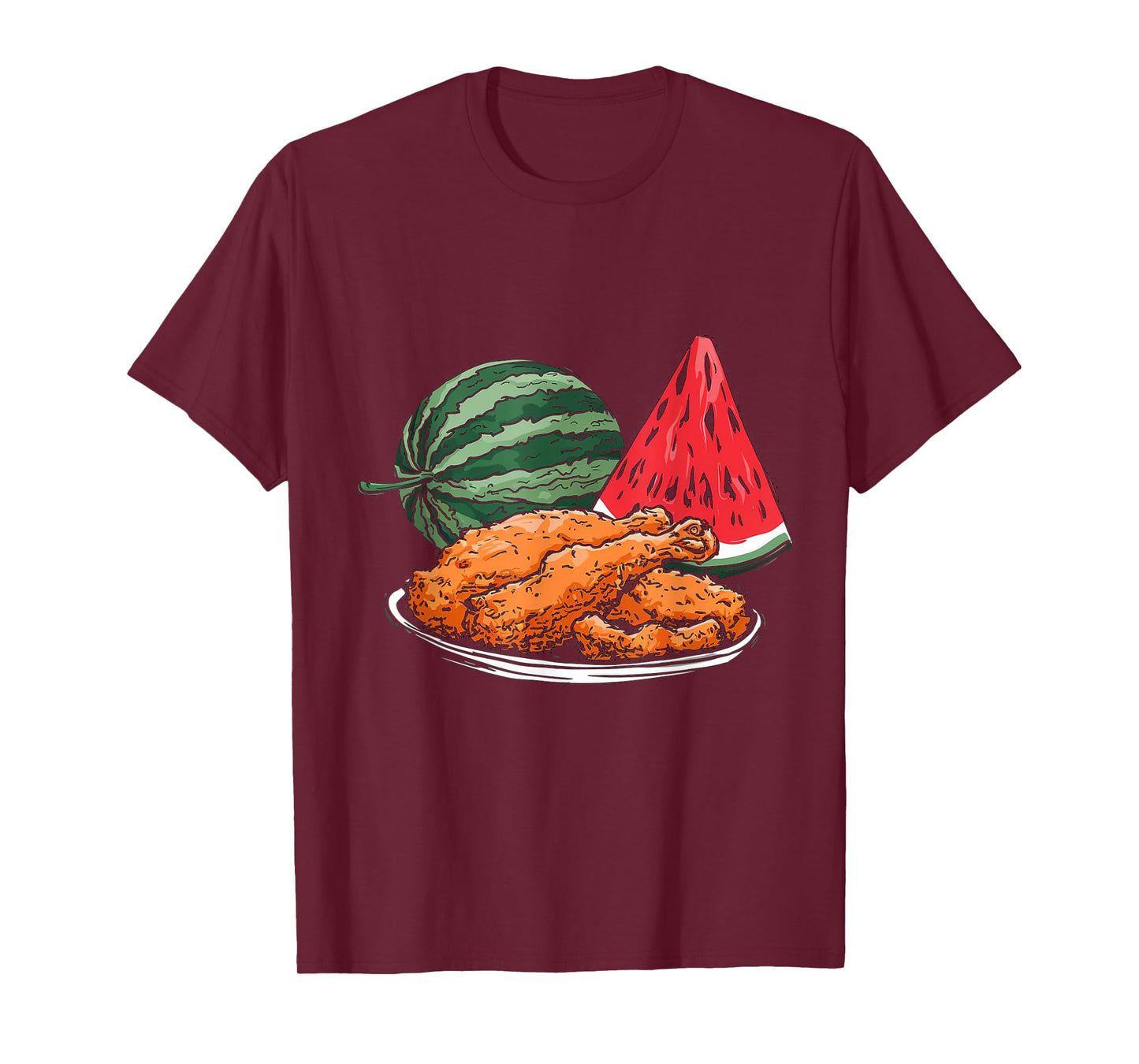 Fried Chicken And Watermelon Fruit Summer Men Women Girls T-Shirt