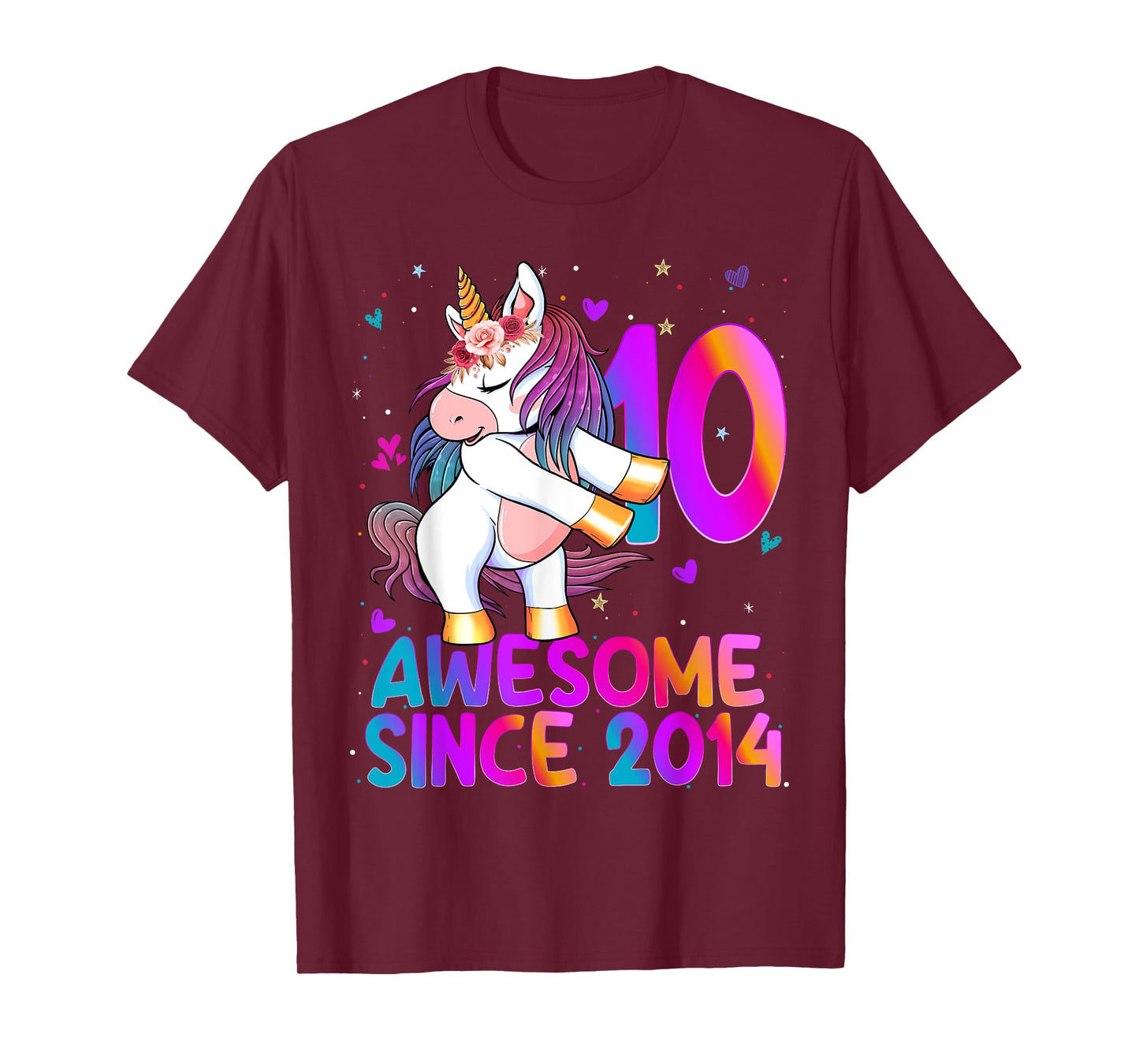 Double Digits Unicorn 10 Year Old 10th Birthday Girl Unicorn T-Shirt
