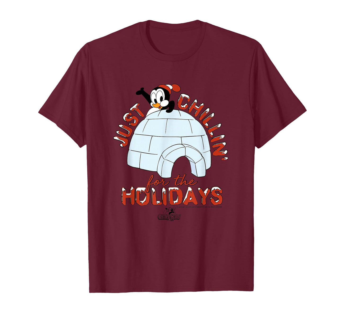 Chilly Willy T-Shirt - Unisex, Blue, Short Sleeve, Size Small, Casual, Cartoon Graphic, Holiday Theme