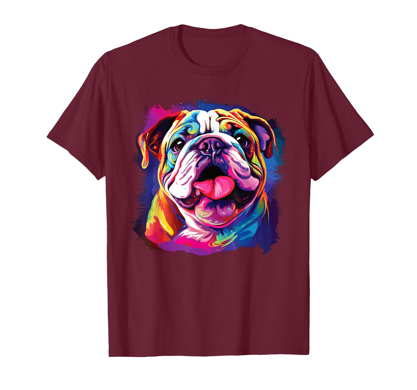 Watercolor Colorful English Bulldog Dogs T-Shirt for Men Women Girls Kids