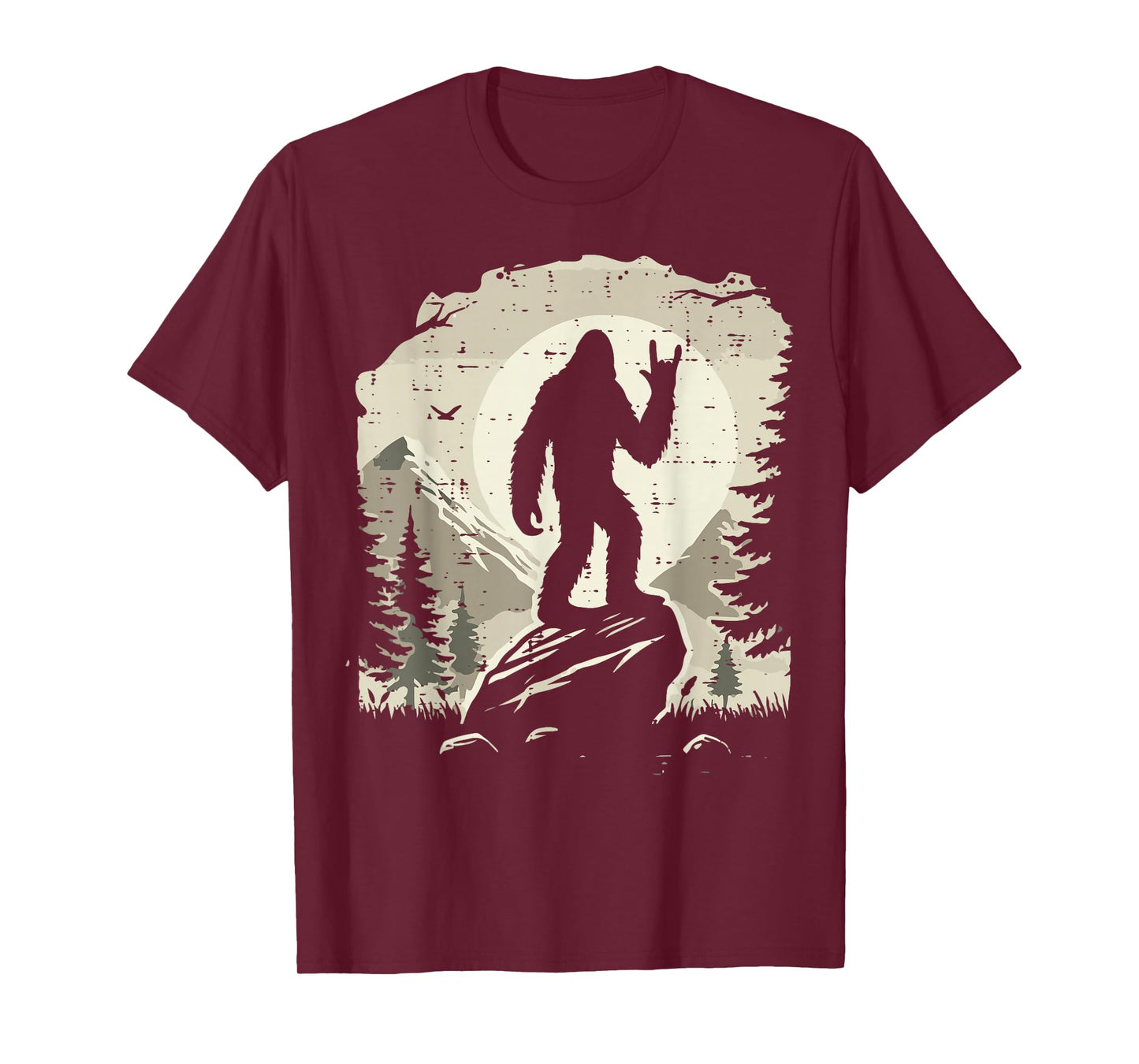 Sasquatch Rock Hand Moon Bigfoot Rocker Punk Men Boys Kids T-Shirt