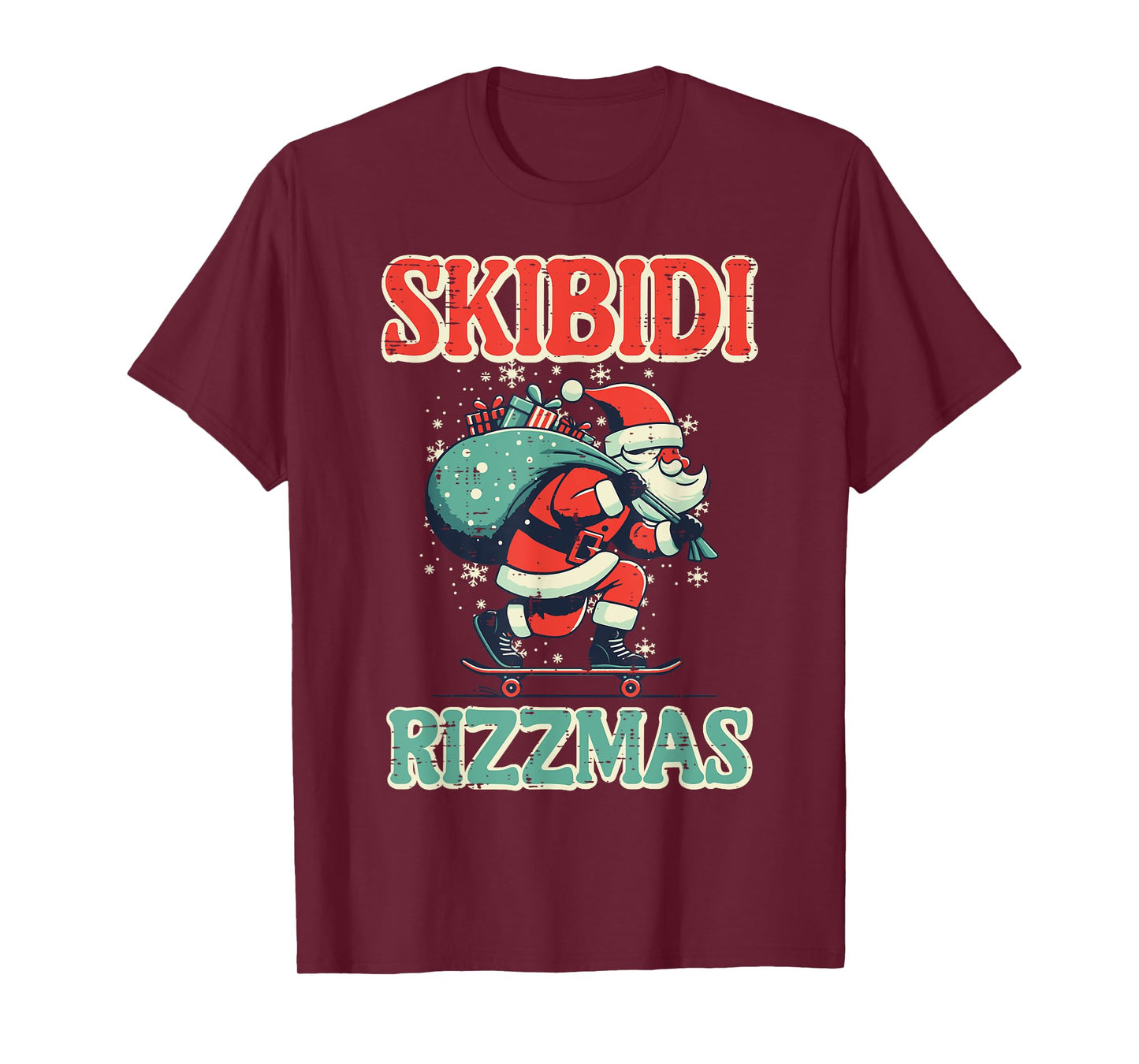 Skibidi Rizzmas Santa Funny Christmas Boys Teens Kids Men T-Shirt