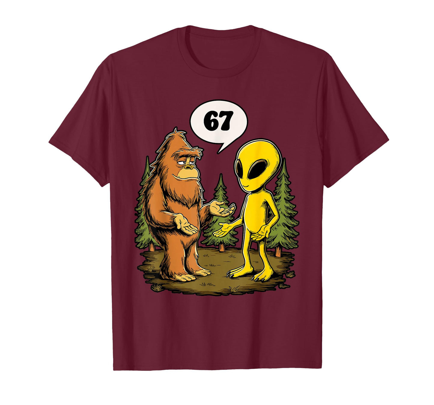 67 Funny Six Seven Gen Alpha Slang Bigfoot T-Shirt