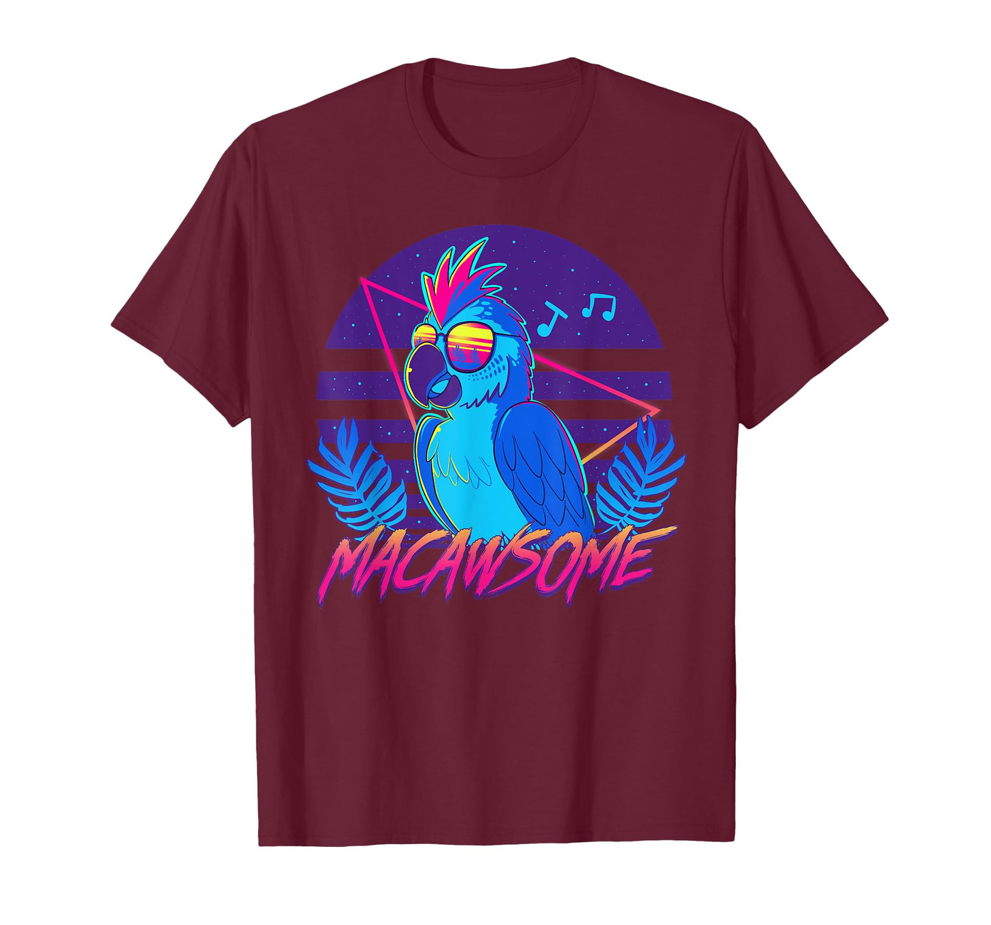 Macawsome - Macaw Parrot Retrowave 80s - T-Shirt T-Shirt