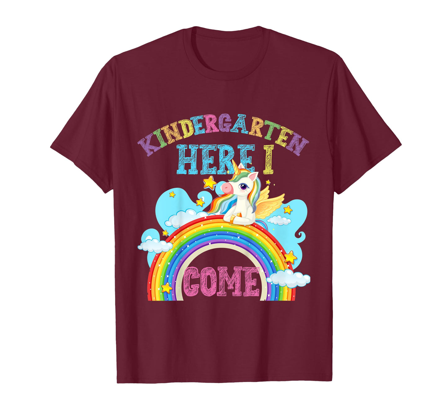 Kids Rainbow Unicorn Lover Kindergarten Here I Come School T-Shirt