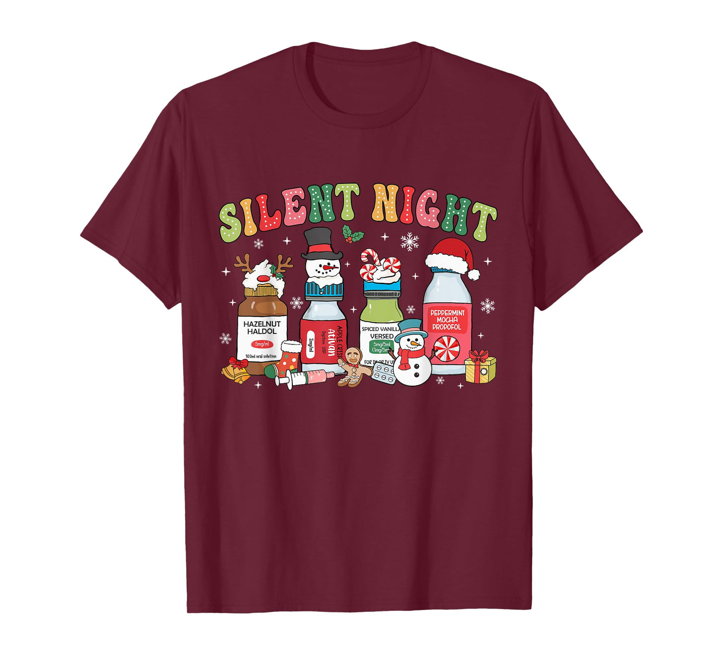 Nurse Christmas Silent Night Christmas Nurse ER ED ICU RN T-Shirt