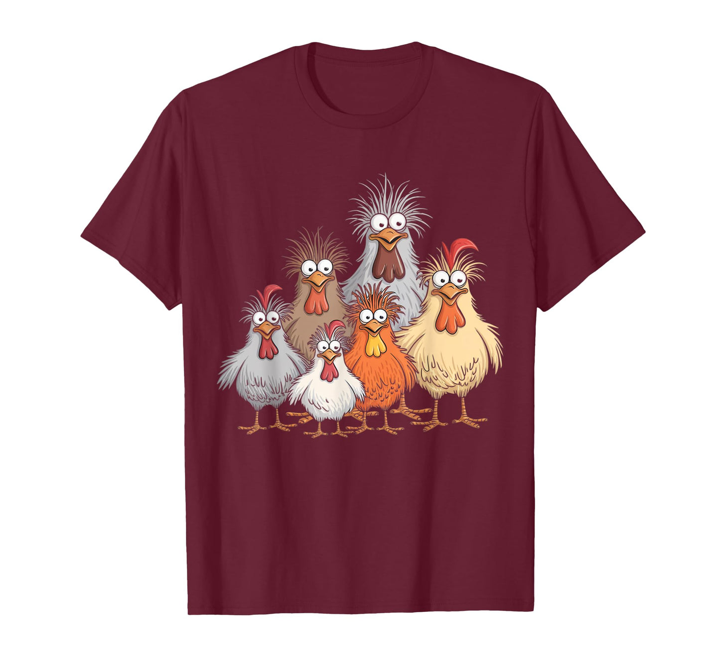 Eagerlys Colorful Funny Chicken Art, Crazy Chicken Family T-Shirt
