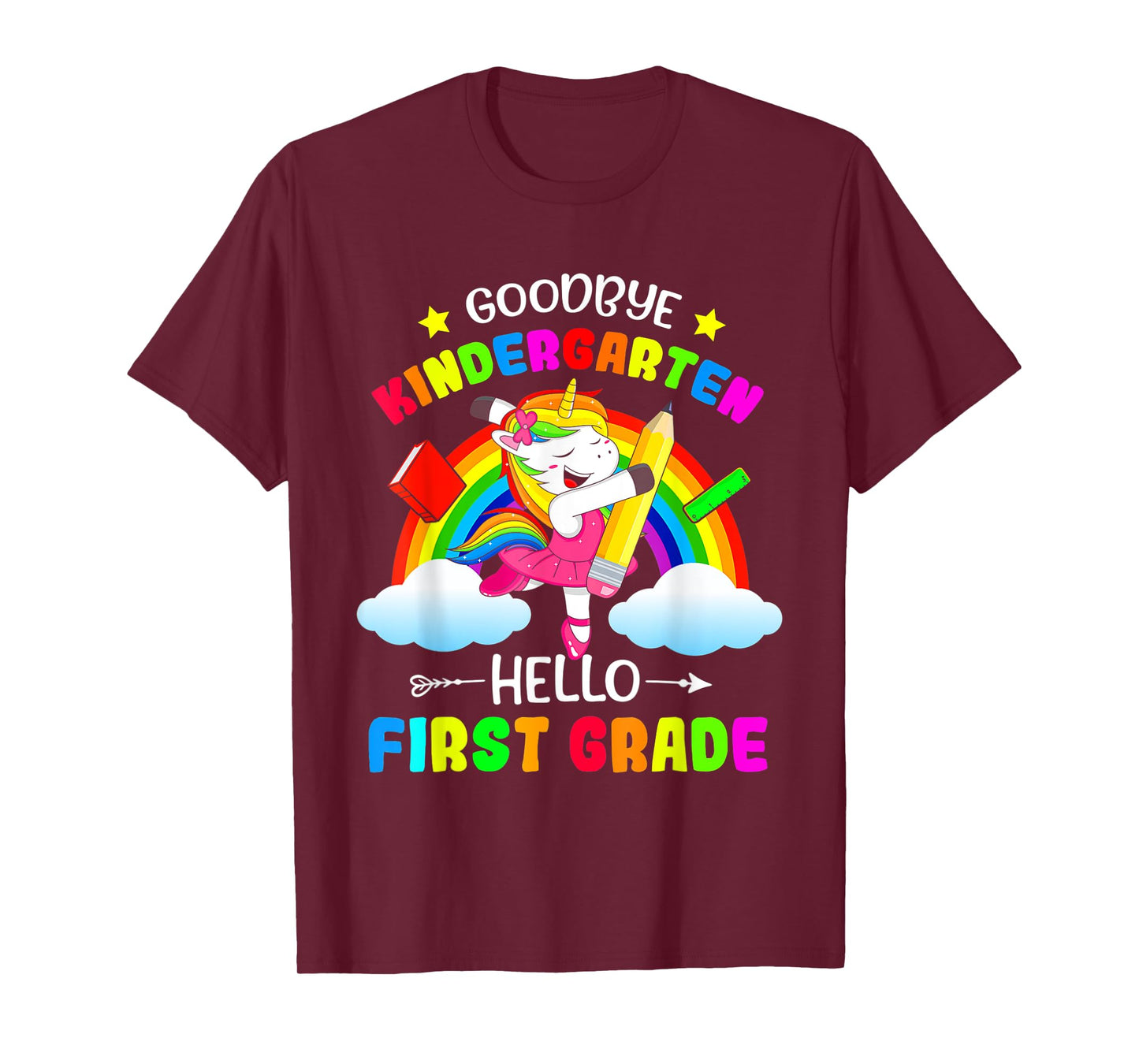 Goodbye Kindergarten Hello 1st Grade Unicorn Girls 2025 Grad T-Shirt