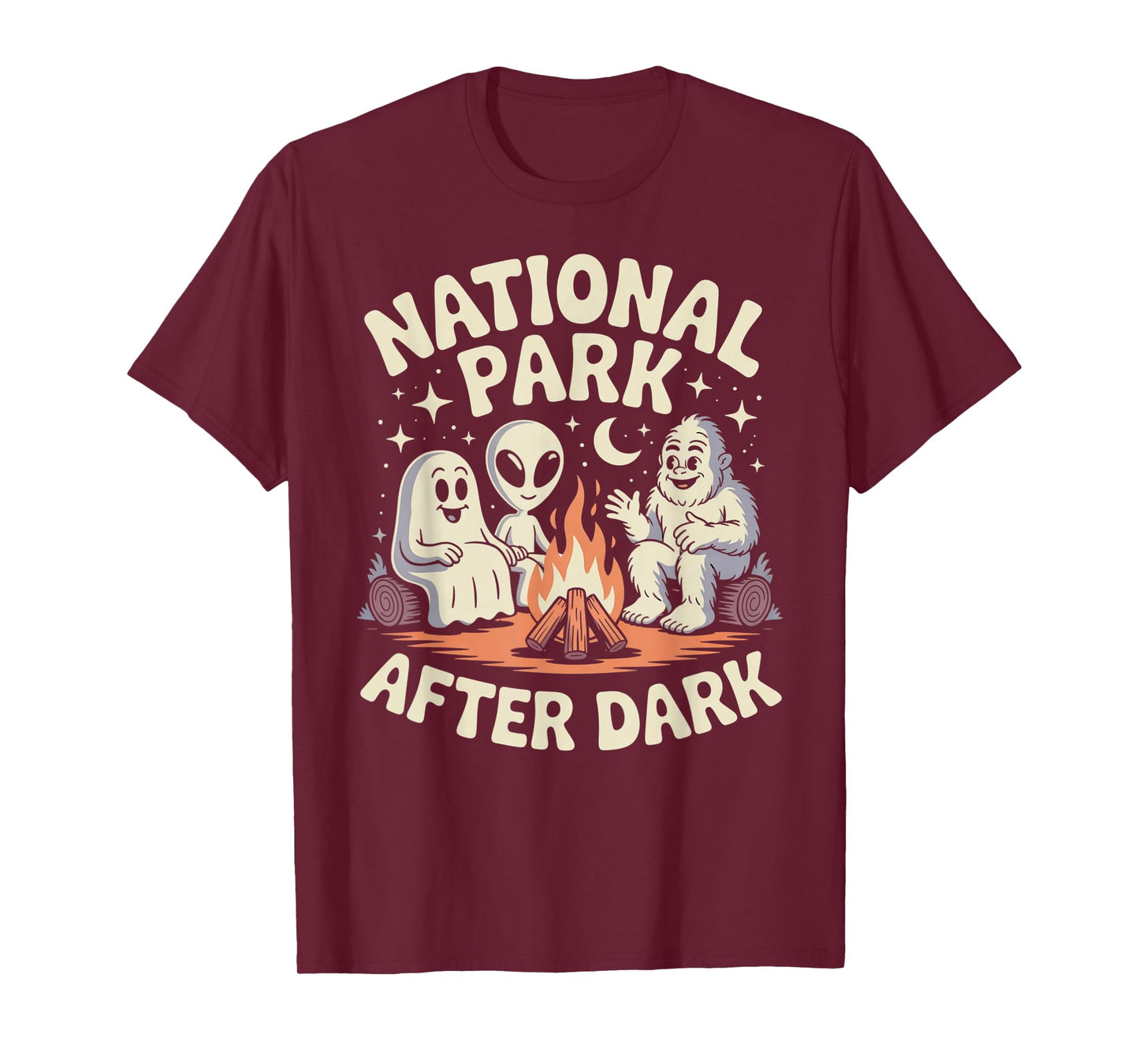 National Park After Dark Camping Alien Bigfoot Ghost T-Shirt