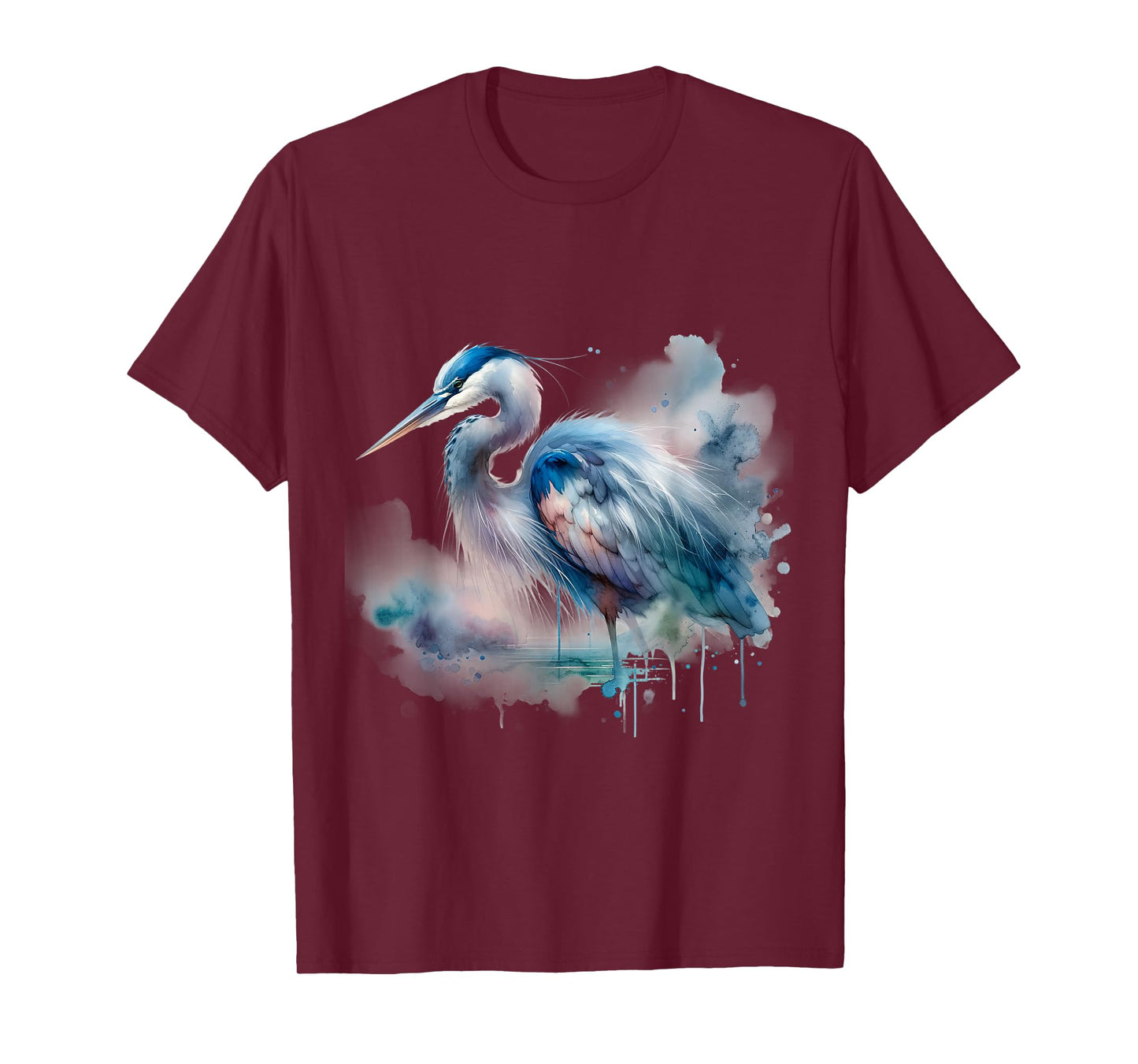 Watercolor Great Blue Heron - Bird Art T-Shirt