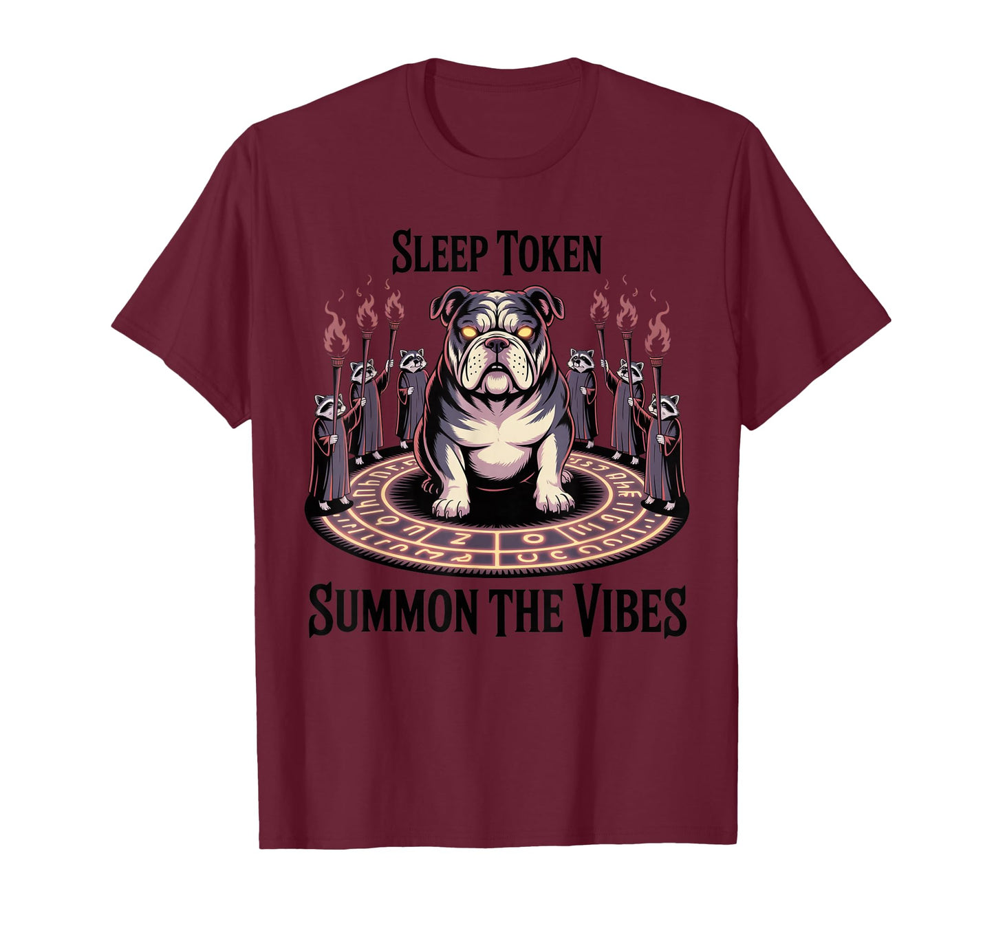 Bulldog Summoning Ritual Sleep Token Aesthetic with Raccoon T-Shirt
