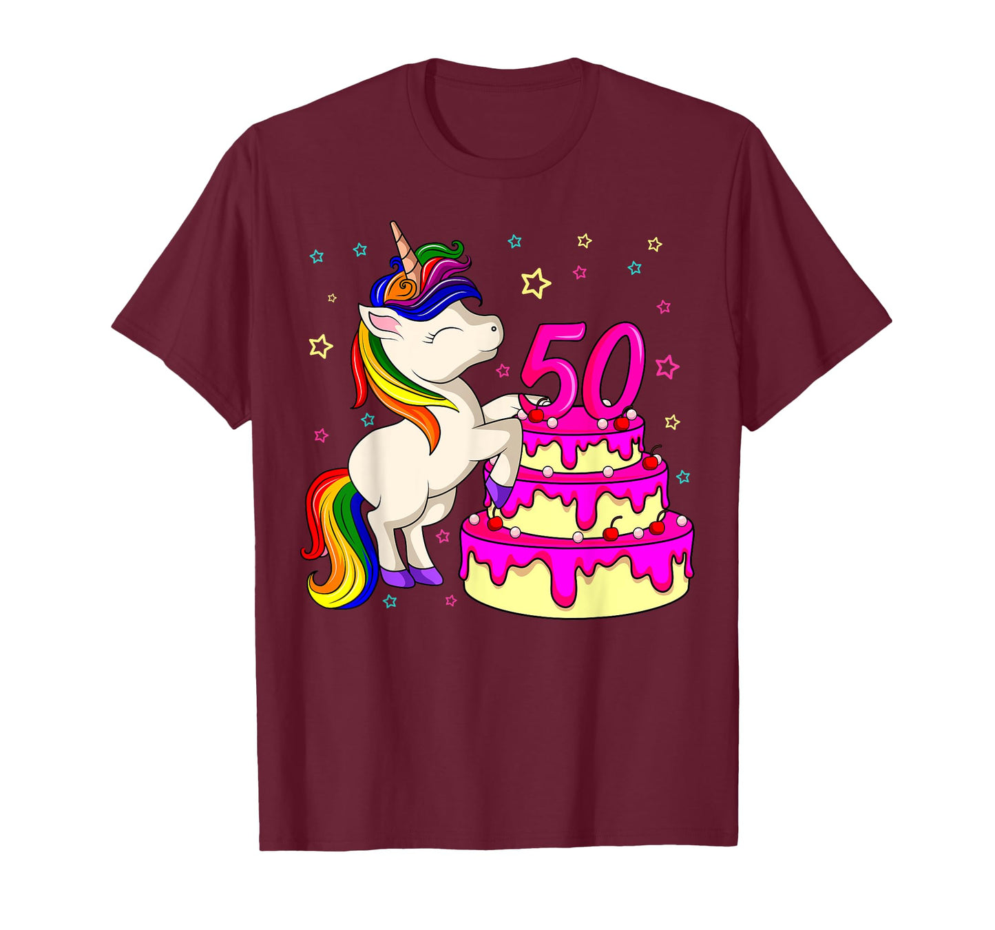 50th Bday Unicorn Rainbow Cake Theme Birthday Party T-Shirt