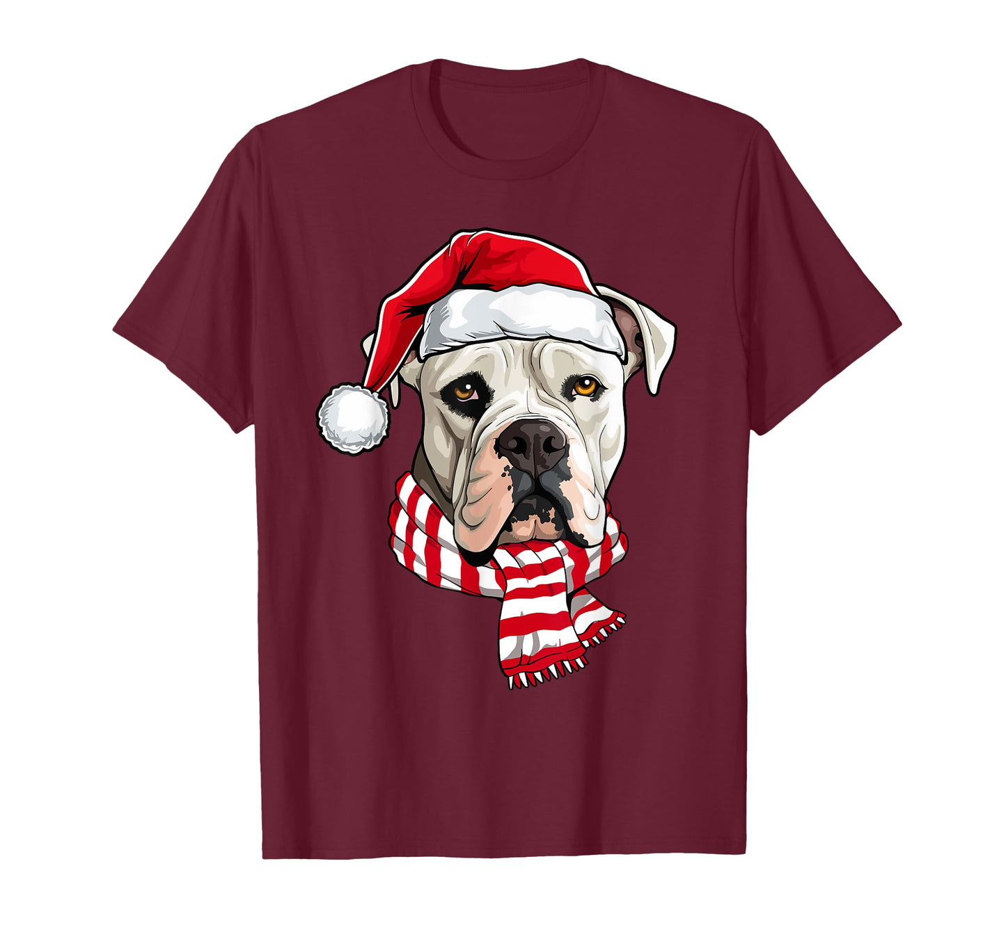 Santa American Bulldog Christmas Dog Lover Men Women Kids T-Shirt