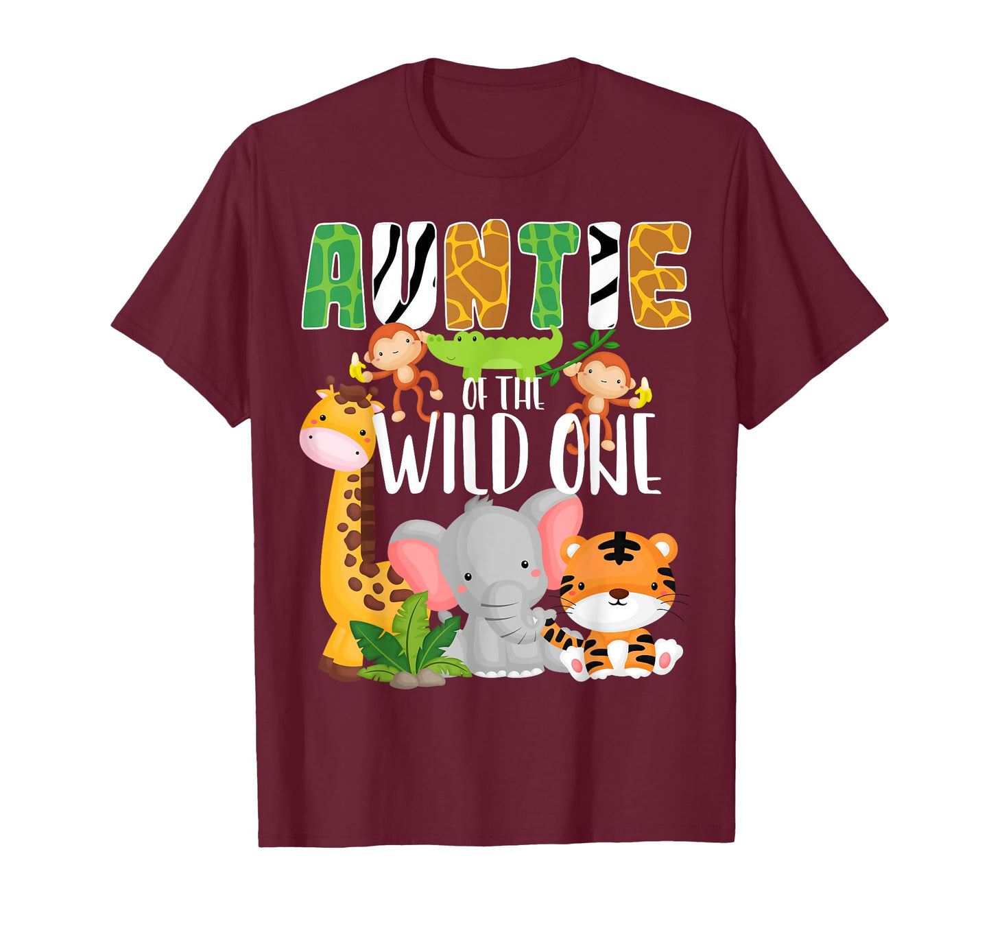 Auntie of the Wild One Zoo Theme Birthday Safari Animals T-Shirt