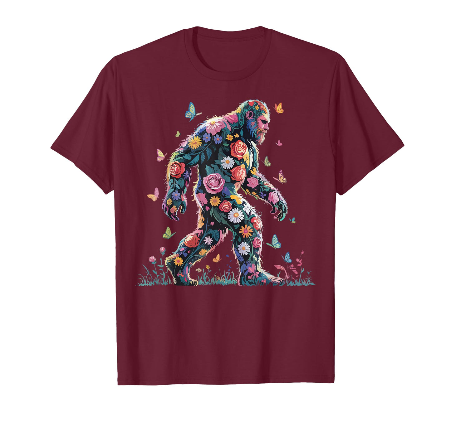 Bigfoot Floral Sasquatch Flowers T-Shirt
