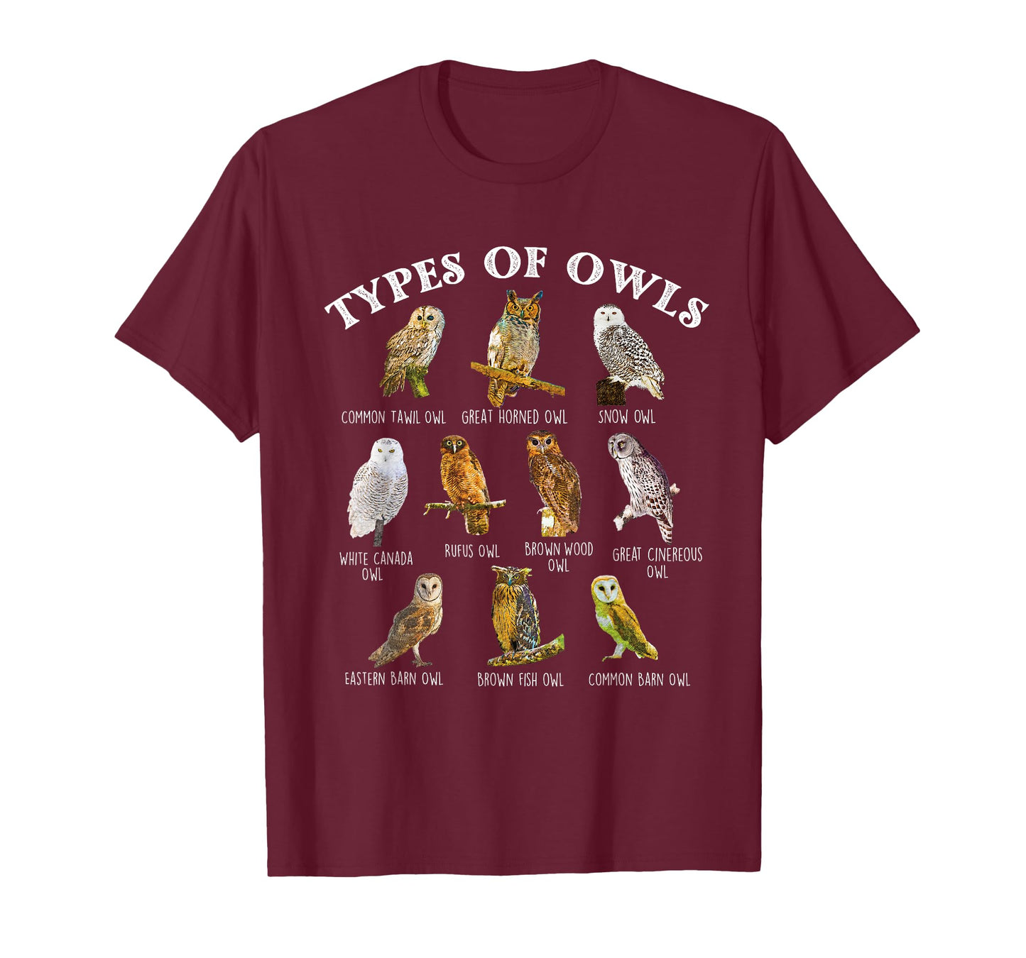 Types Of Owl - Ornithologist Ornithology Bird Animal Lover T-Shirt