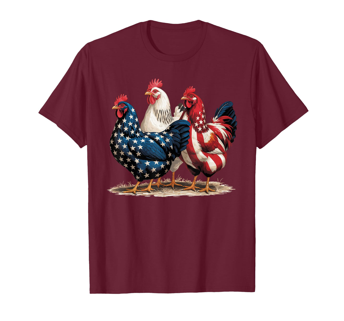 Funny American Flag Rooster Independence Day 4th of July men T-Shirt