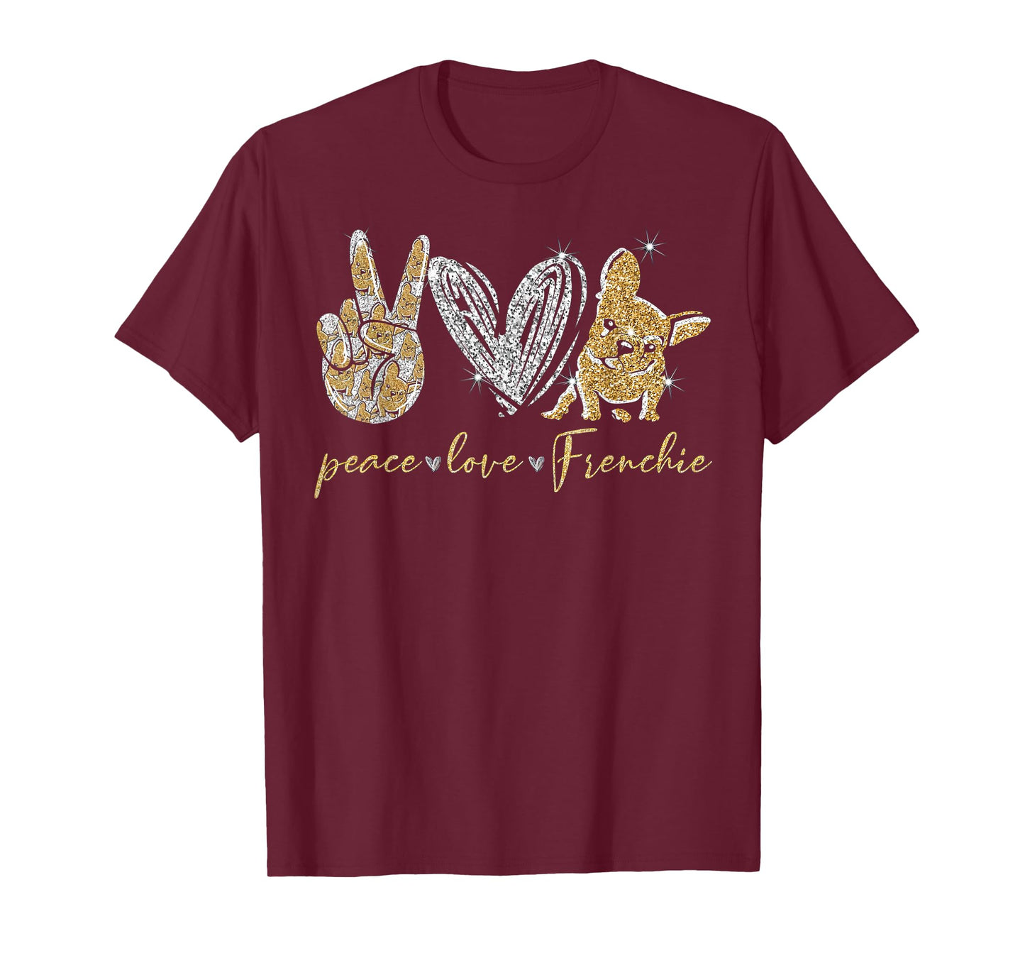 Cute Peace Love Frenchie French Bulldog Dog Lovers Gifts T-Shirt for Men Women Kids