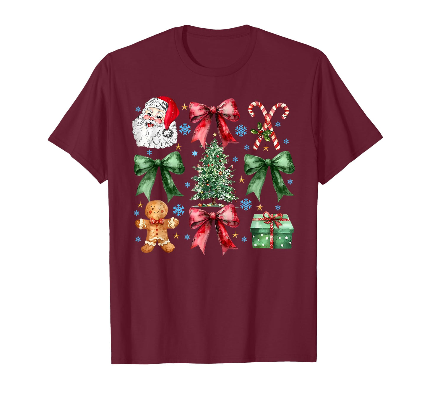 Gingerbread Santa Coquette Bow Christmas Xmas Tree Holiday T-Shirt
